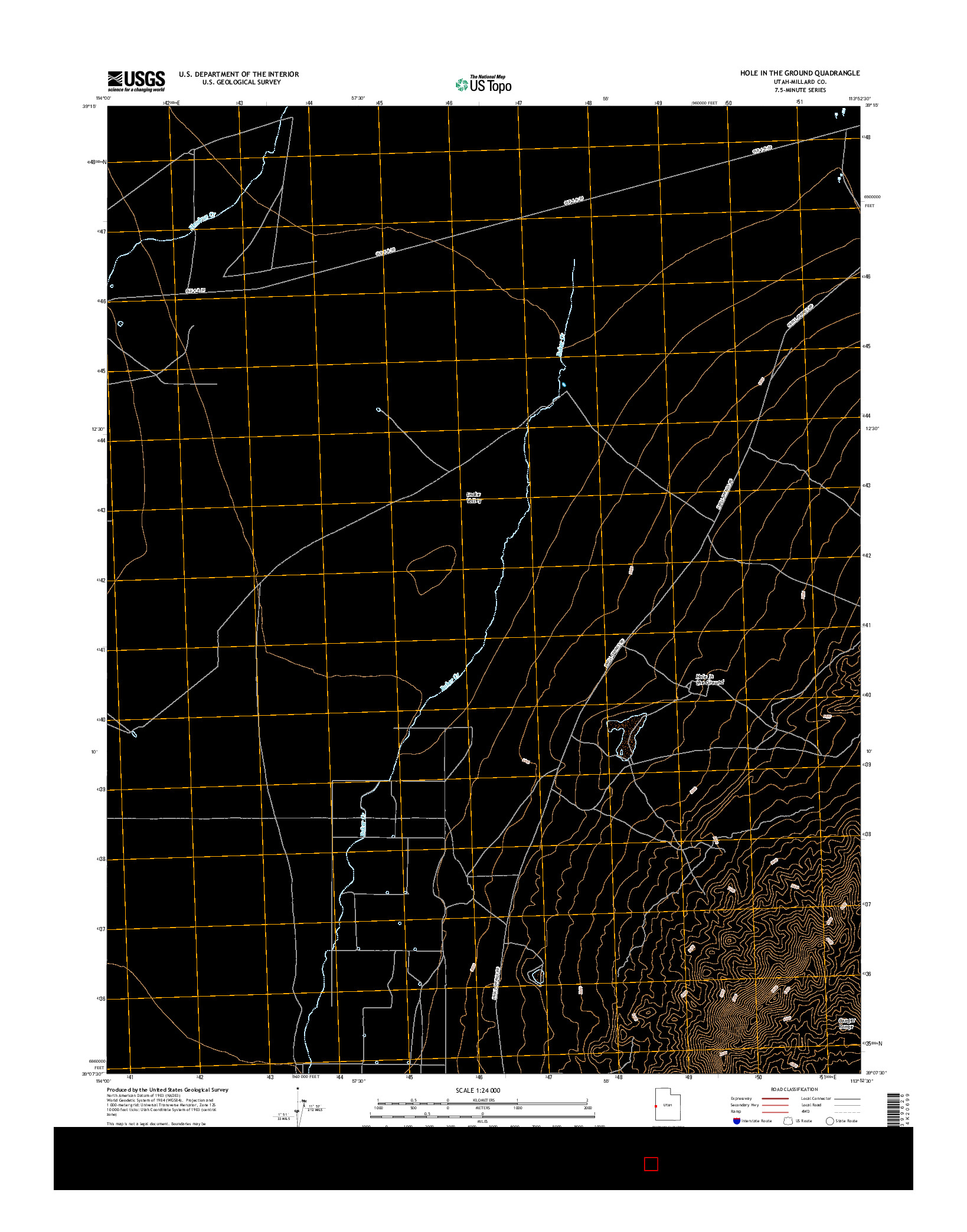 USGS US TOPO 7.5-MINUTE MAP FOR HOLE IN THE GROUND, UT 2017