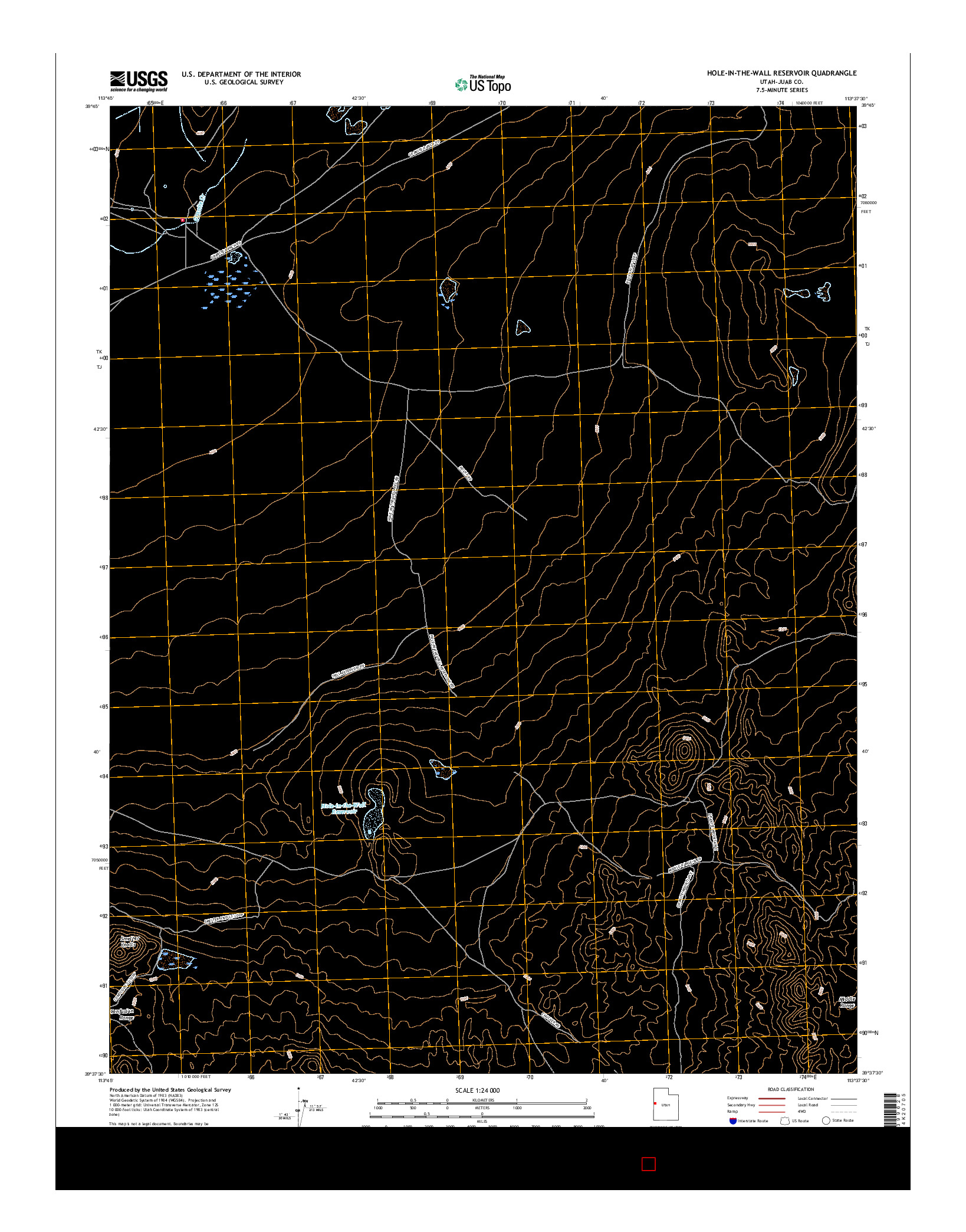 USGS US TOPO 7.5-MINUTE MAP FOR HOLE-IN-THE-WALL RESERVOIR, UT 2017