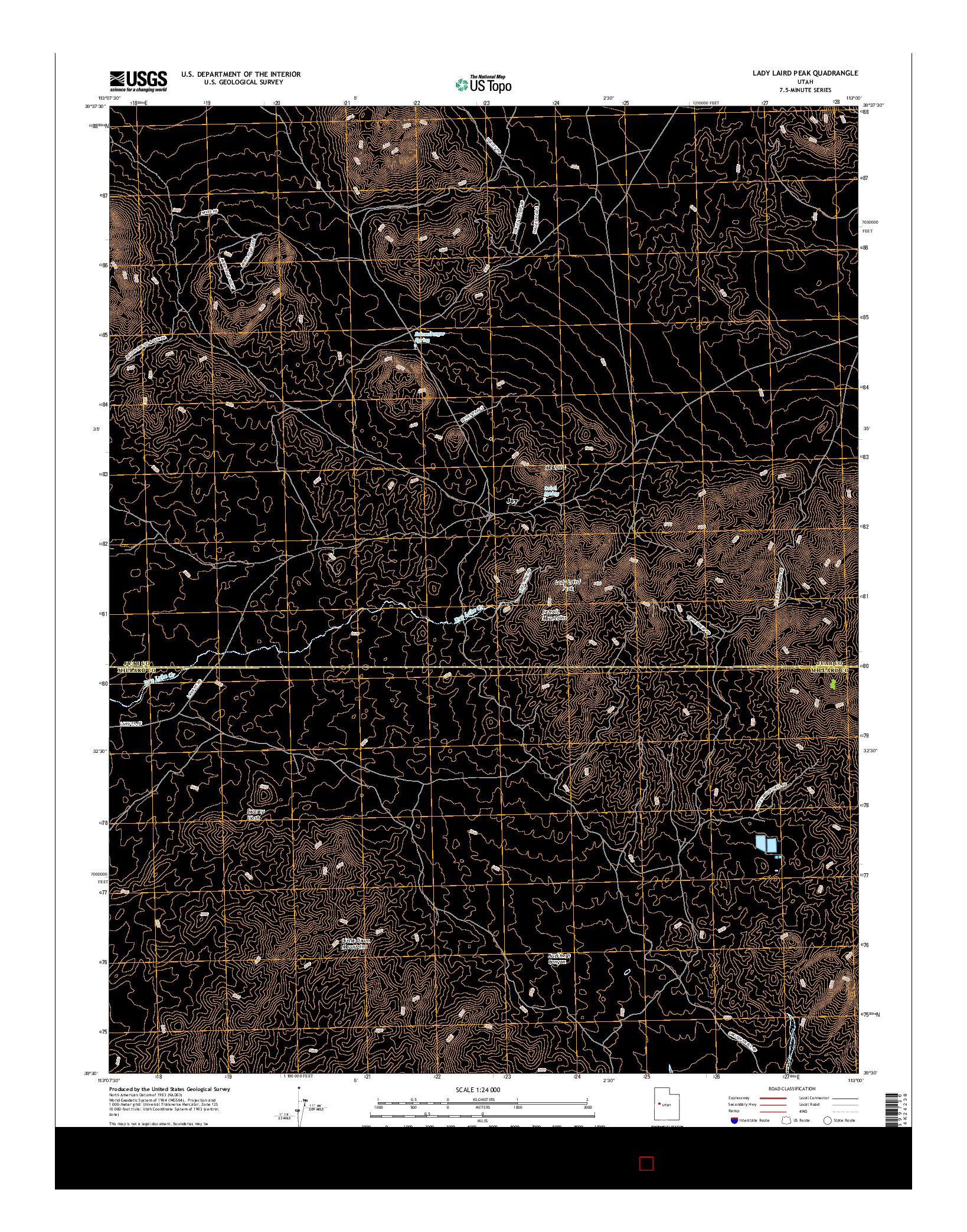 USGS US TOPO 7.5-MINUTE MAP FOR LADY LAIRD PEAK, UT 2017