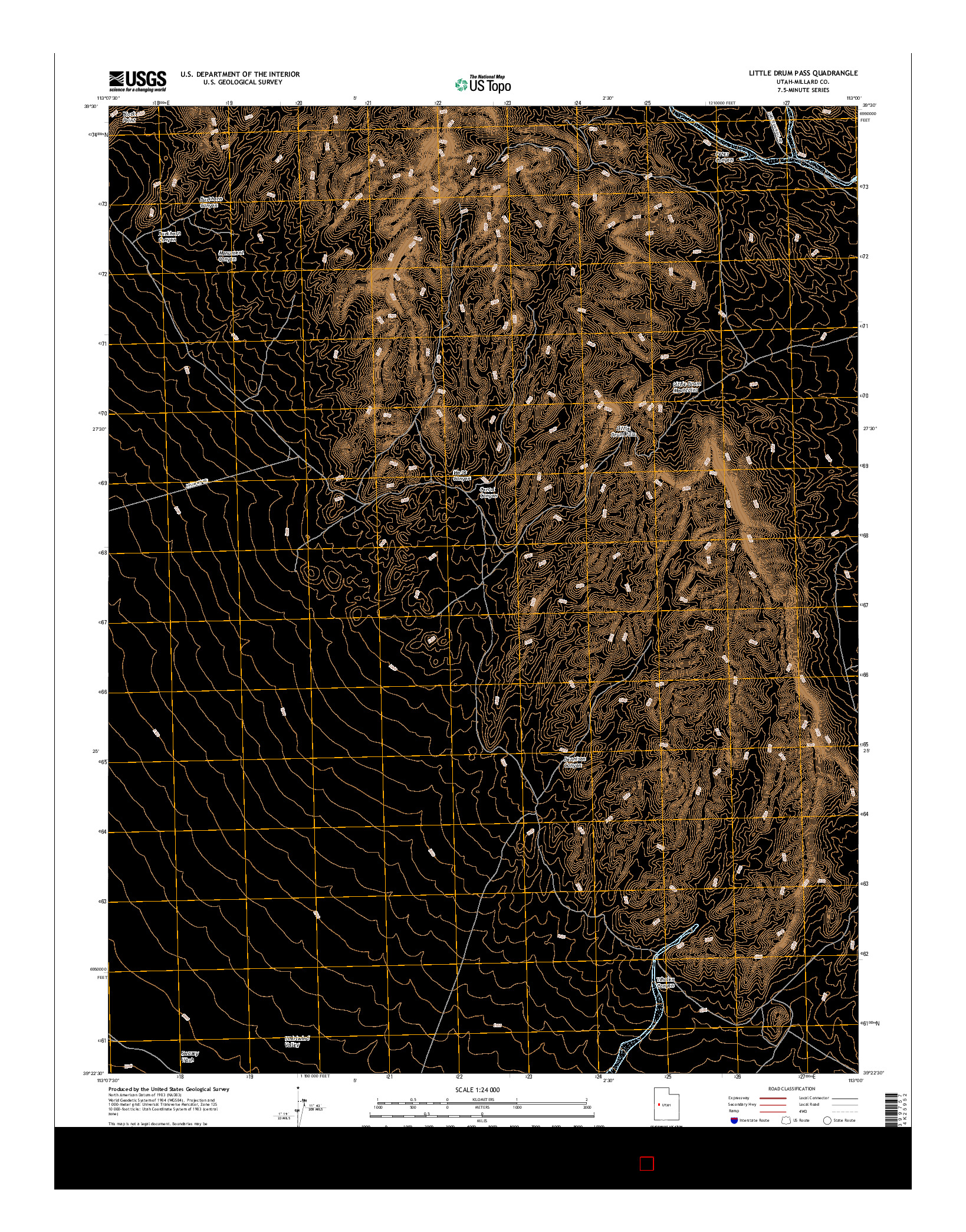 USGS US TOPO 7.5-MINUTE MAP FOR LITTLE DRUM PASS, UT 2017