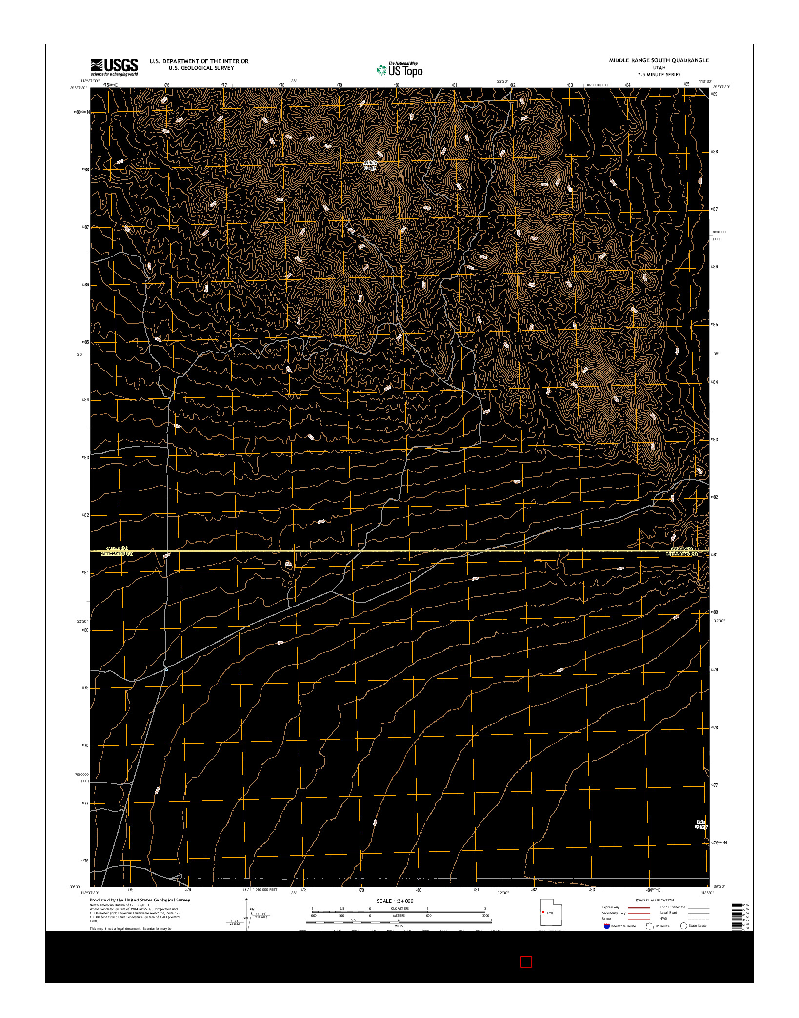 USGS US TOPO 7.5-MINUTE MAP FOR MIDDLE RANGE SOUTH, UT 2017