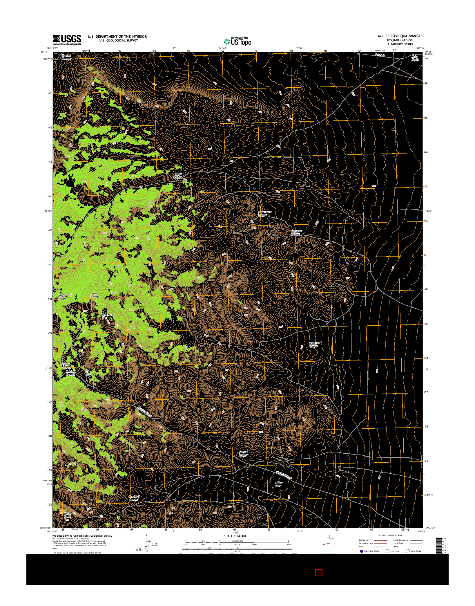 USGS US TOPO 7.5-MINUTE MAP FOR MILLER COVE, UT 2017