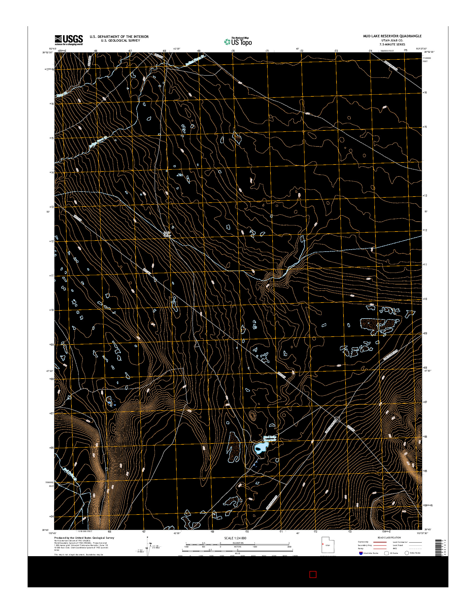 USGS US TOPO 7.5-MINUTE MAP FOR MUD LAKE RESERVOIR, UT 2017