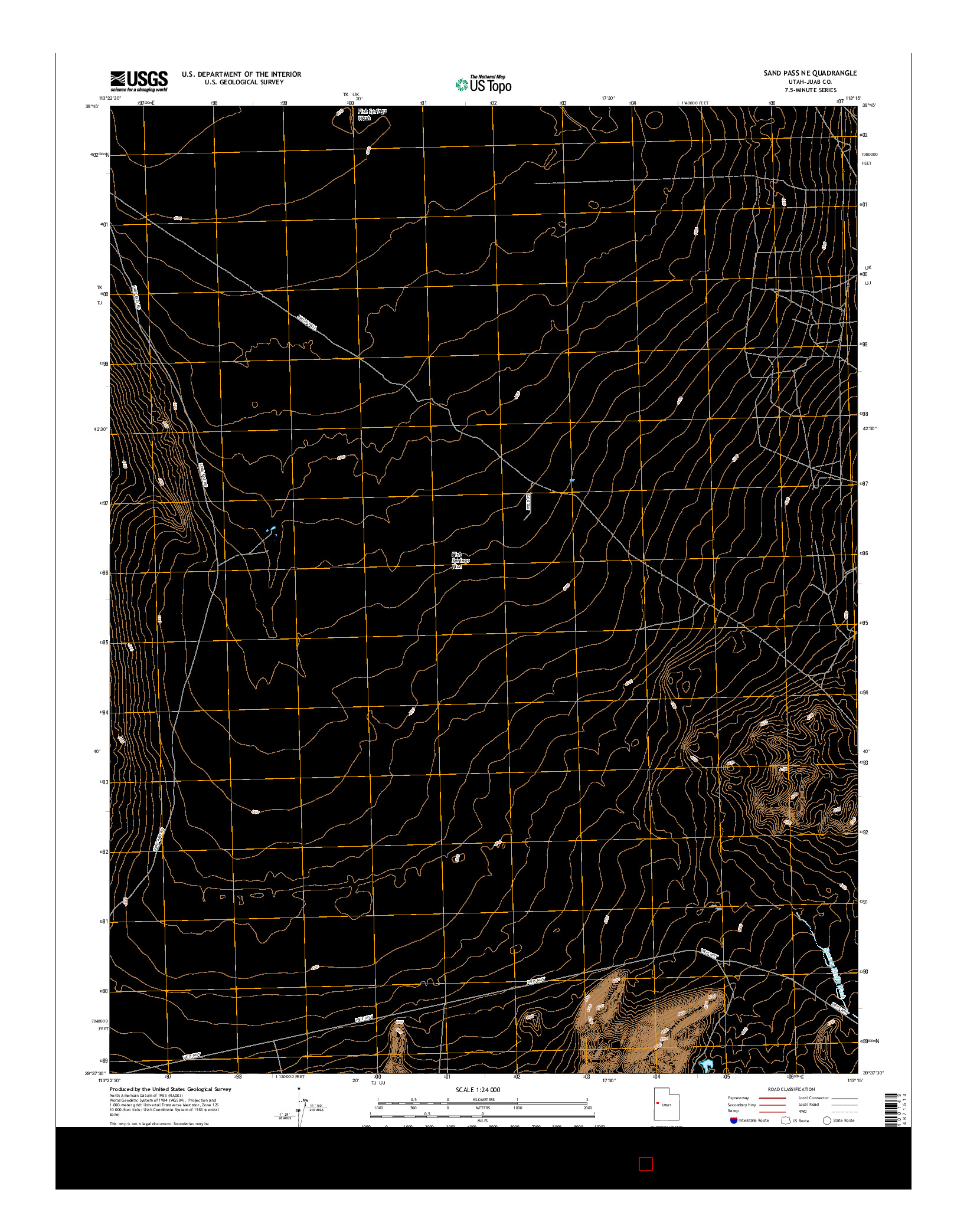 USGS US TOPO 7.5-MINUTE MAP FOR SAND PASS NE, UT 2017