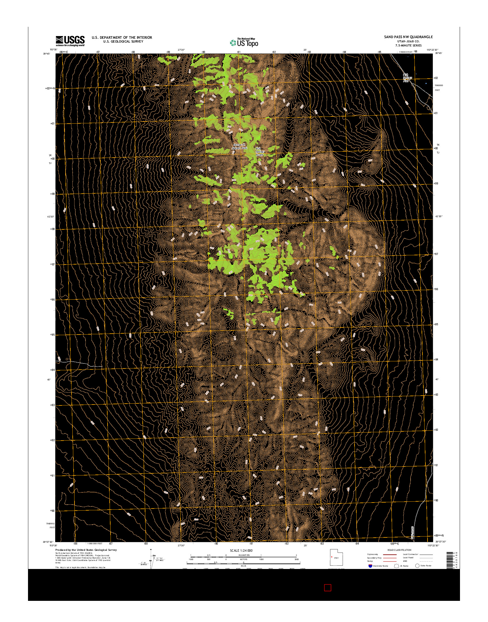 USGS US TOPO 7.5-MINUTE MAP FOR SAND PASS NW, UT 2017