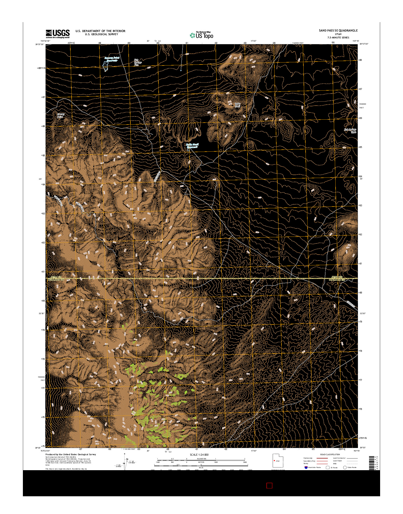 USGS US TOPO 7.5-MINUTE MAP FOR SAND PASS SE, UT 2017