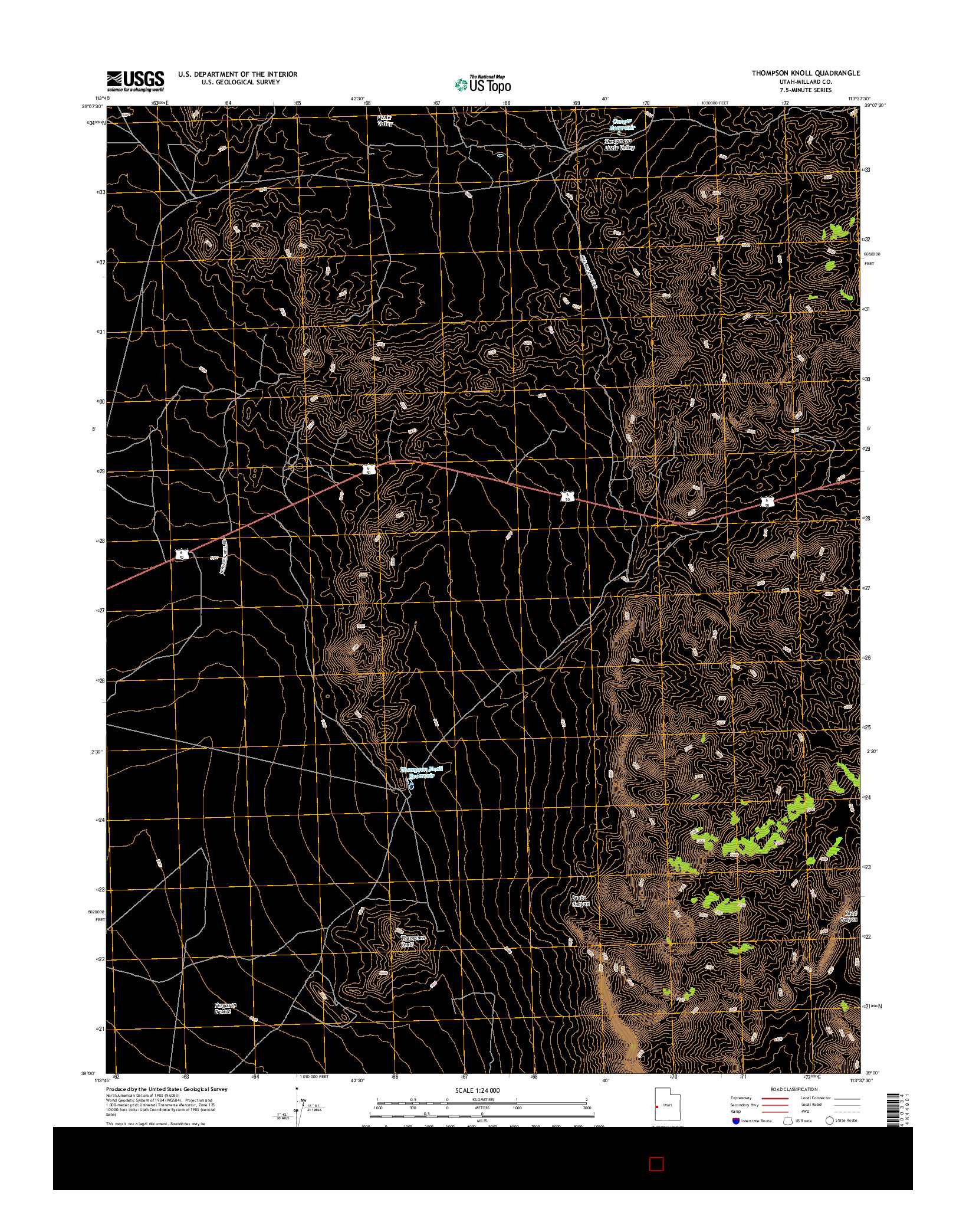USGS US TOPO 7.5-MINUTE MAP FOR THOMPSON KNOLL, UT 2017
