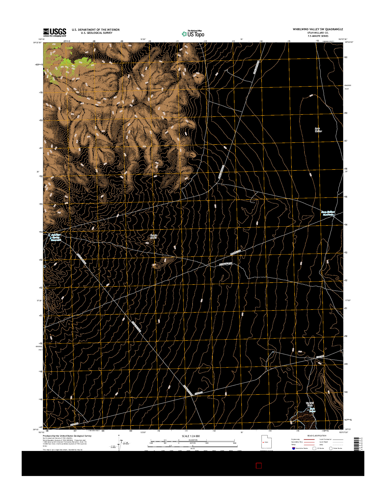 USGS US TOPO 7.5-MINUTE MAP FOR WHIRLWIND VALLEY SW, UT 2017