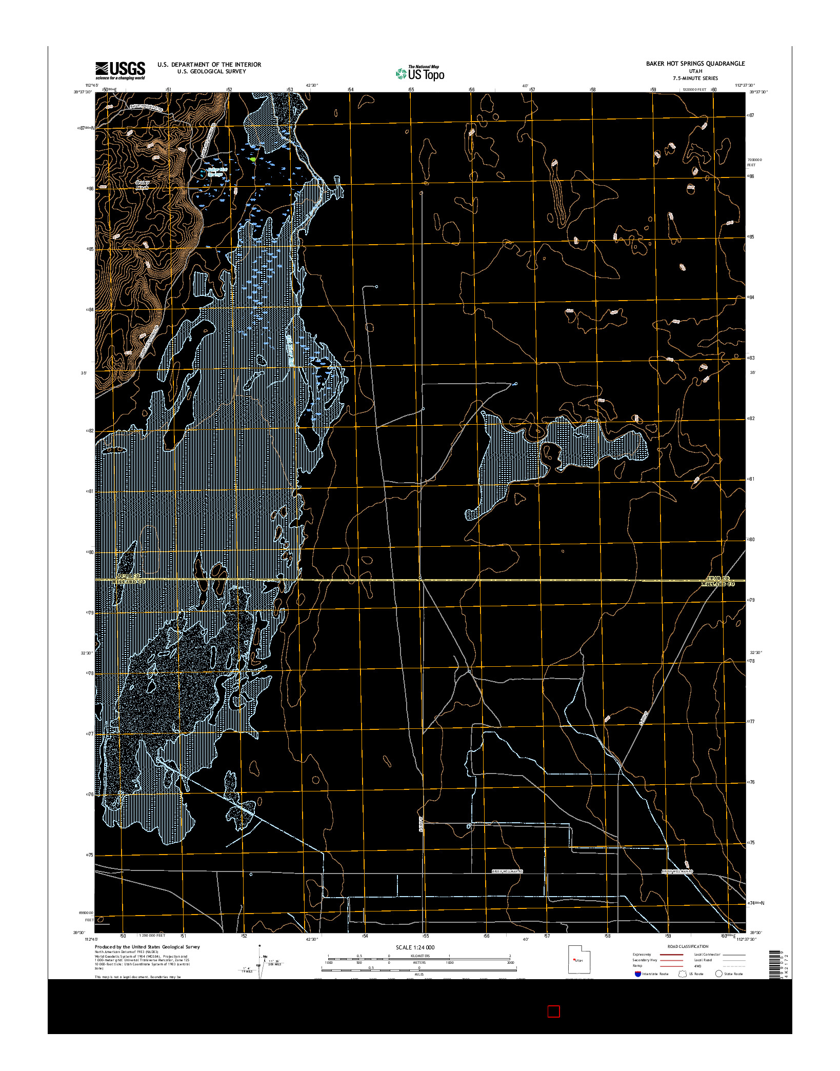 USGS US TOPO 7.5-MINUTE MAP FOR BAKER HOT SPRINGS, UT 2017