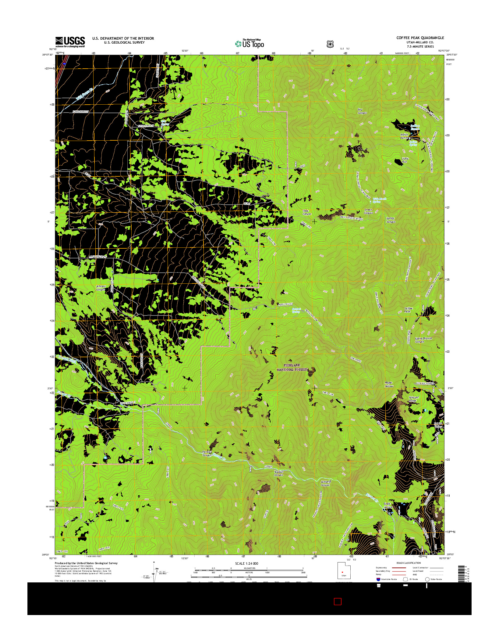 USGS US TOPO 7.5-MINUTE MAP FOR COFFEE PEAK, UT 2017