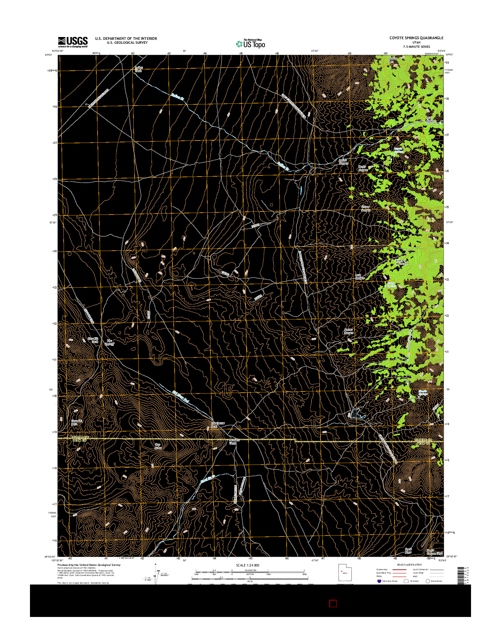 USGS US TOPO 7.5-MINUTE MAP FOR COYOTE SPRINGS, UT 2017