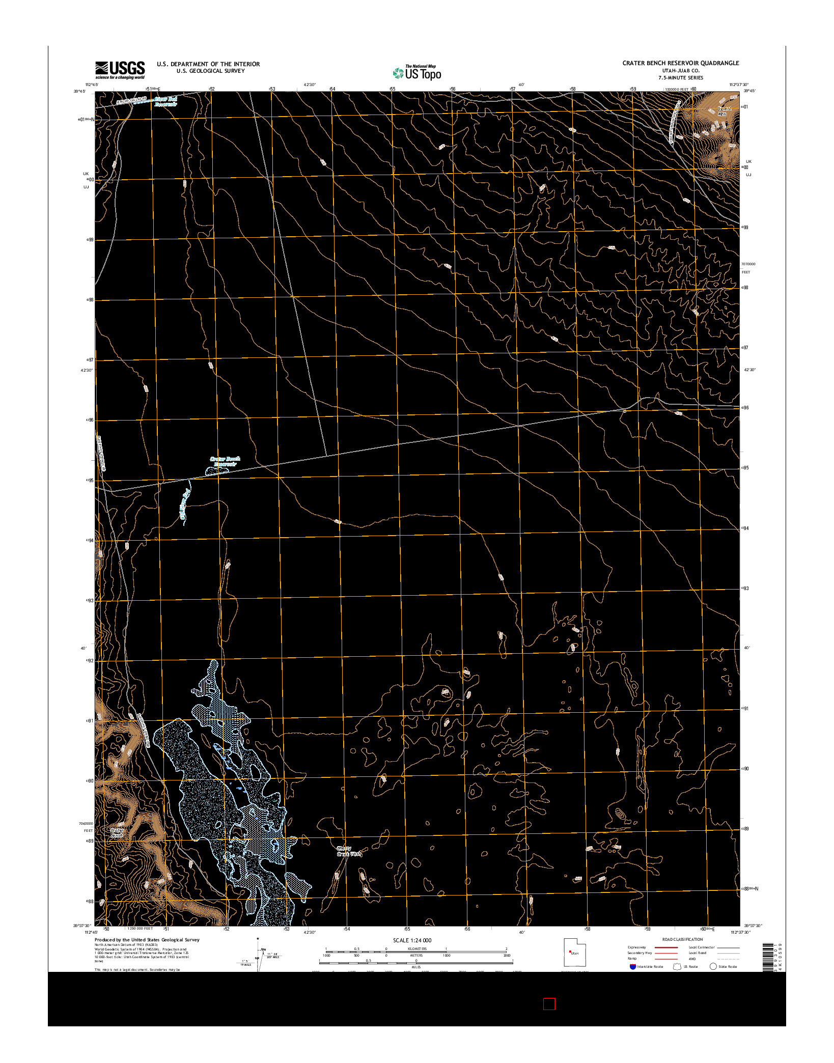 USGS US TOPO 7.5-MINUTE MAP FOR CRATER BENCH RESERVOIR, UT 2017