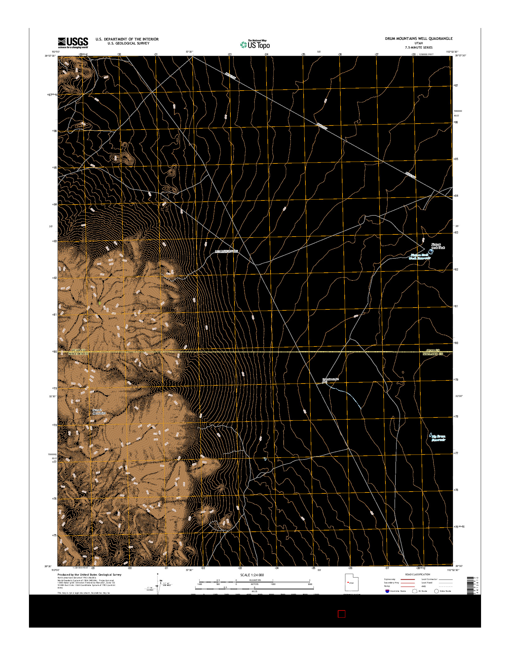 USGS US TOPO 7.5-MINUTE MAP FOR DRUM MOUNTAINS WELL, UT 2017
