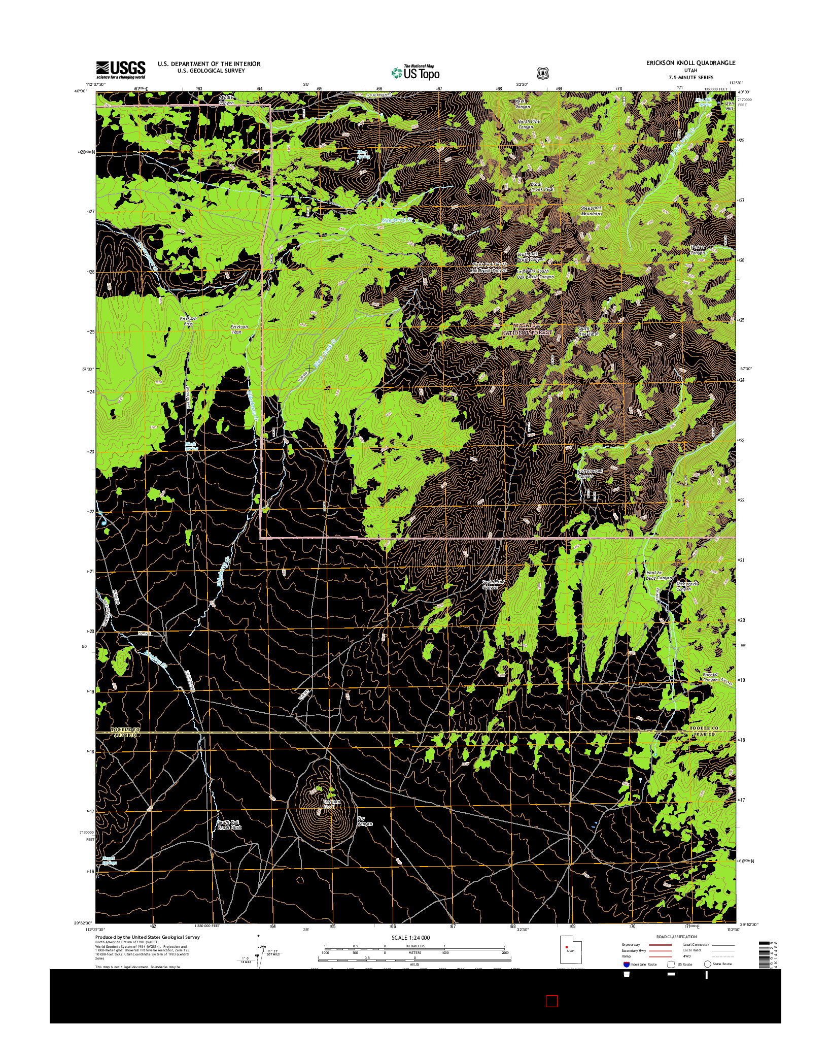 USGS US TOPO 7.5-MINUTE MAP FOR ERICKSON KNOLL, UT 2017