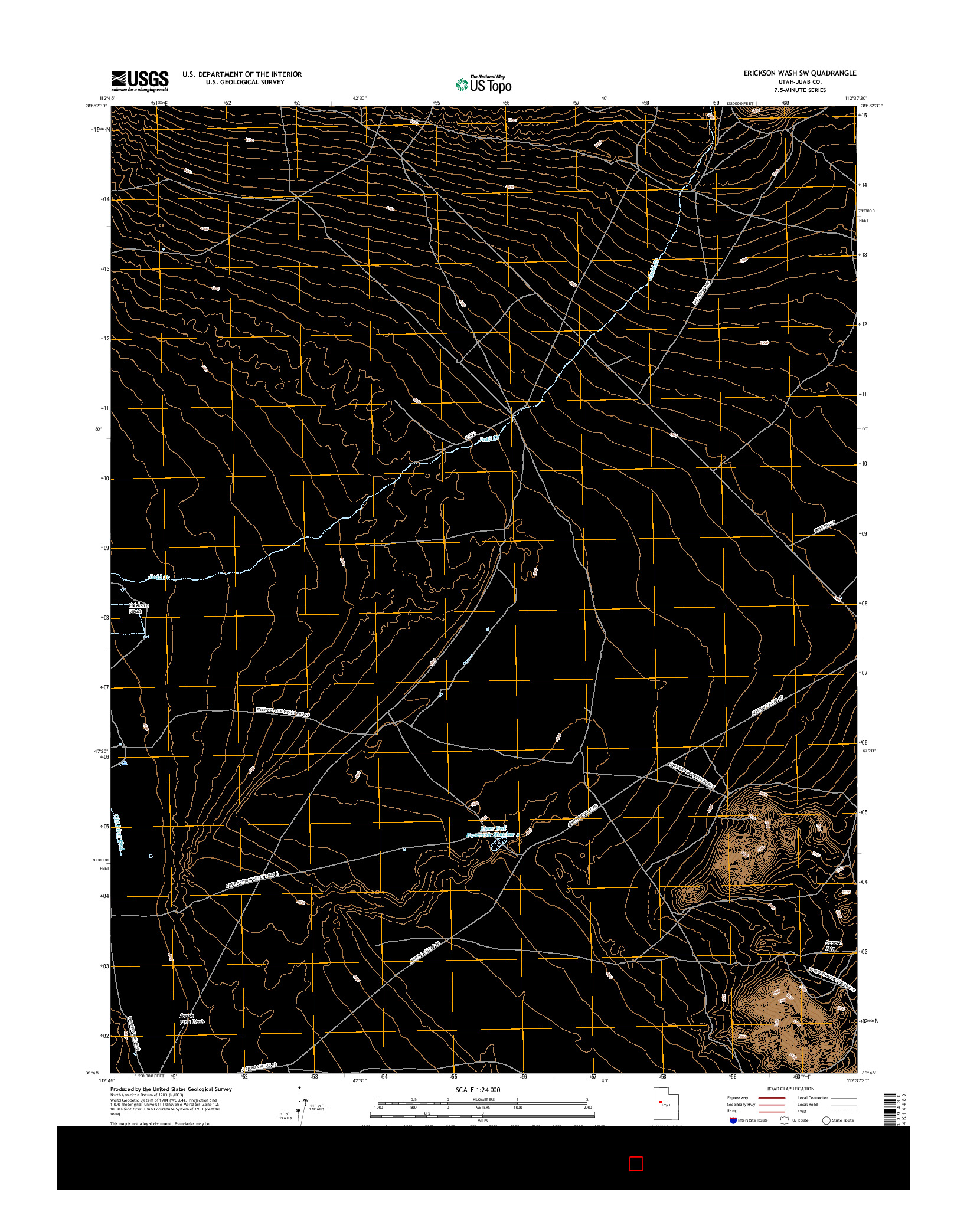 USGS US TOPO 7.5-MINUTE MAP FOR ERICKSON WASH SW, UT 2017