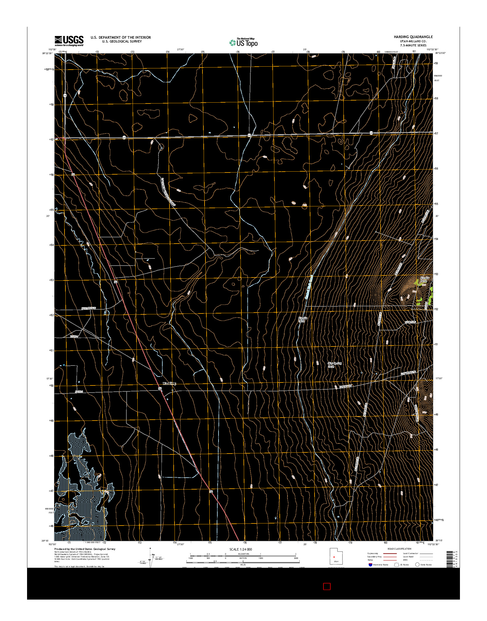 USGS US TOPO 7.5-MINUTE MAP FOR HARDING, UT 2017