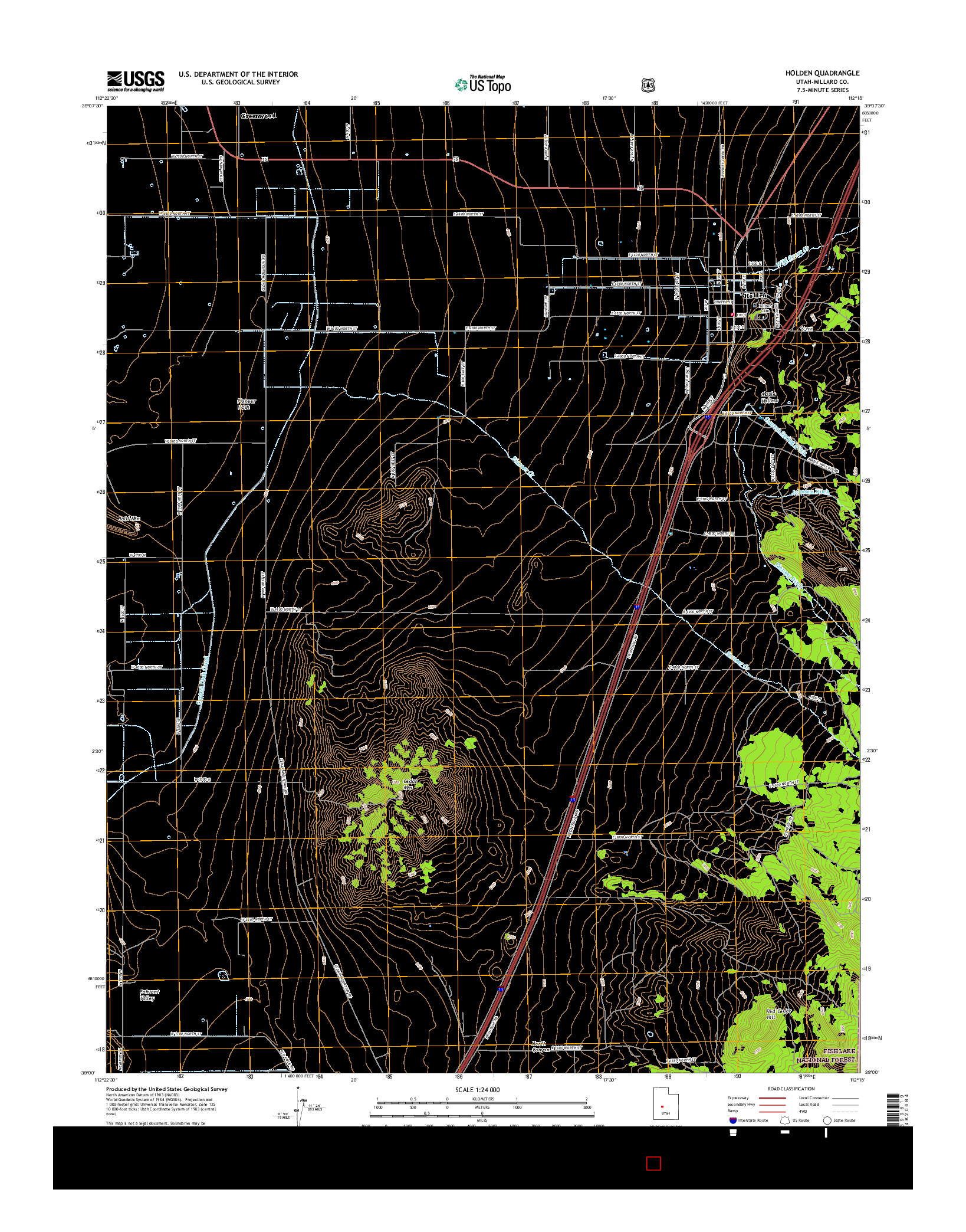 USGS US TOPO 7.5-MINUTE MAP FOR HOLDEN, UT 2017