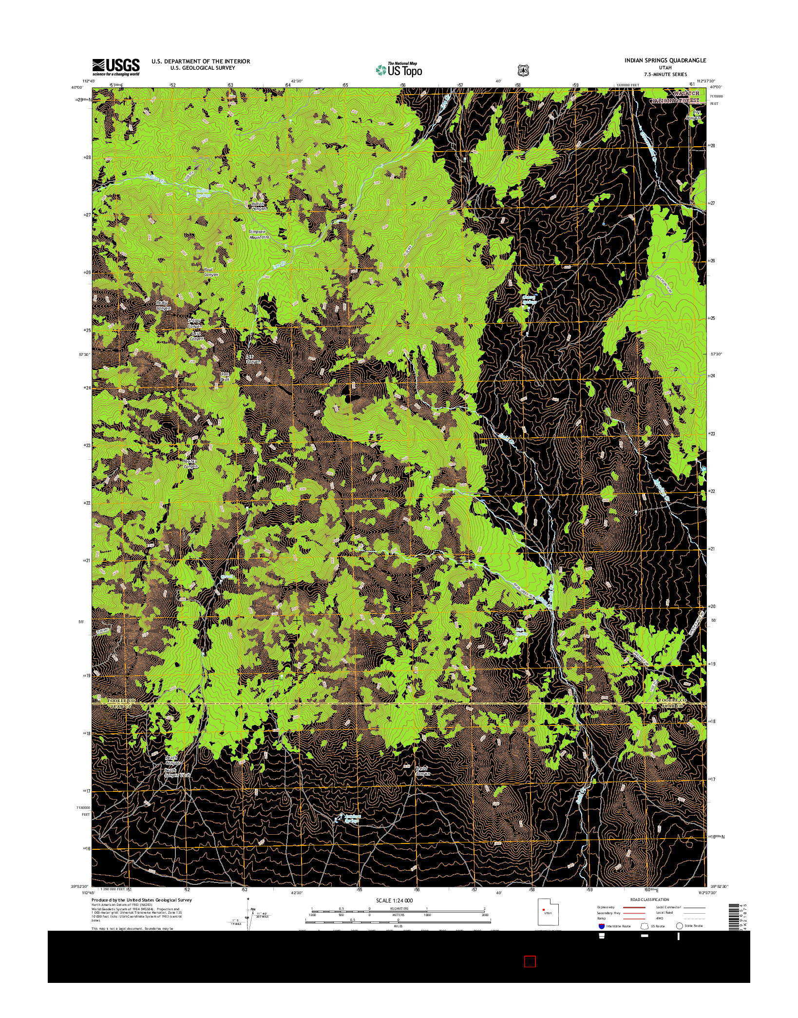 USGS US TOPO 7.5-MINUTE MAP FOR INDIAN SPRINGS, UT 2017