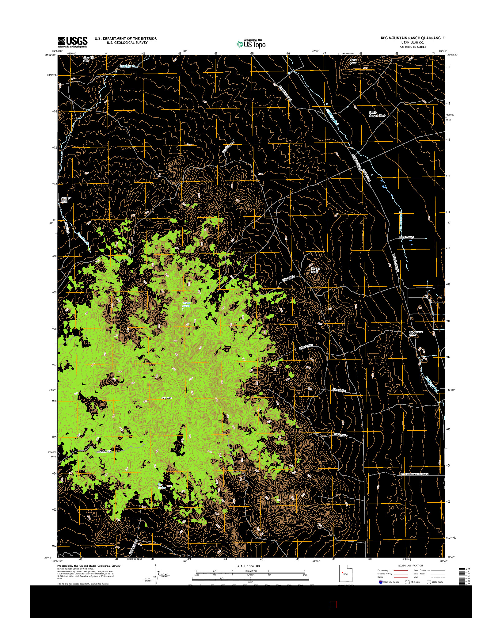 USGS US TOPO 7.5-MINUTE MAP FOR KEG MOUNTAIN RANCH, UT 2017