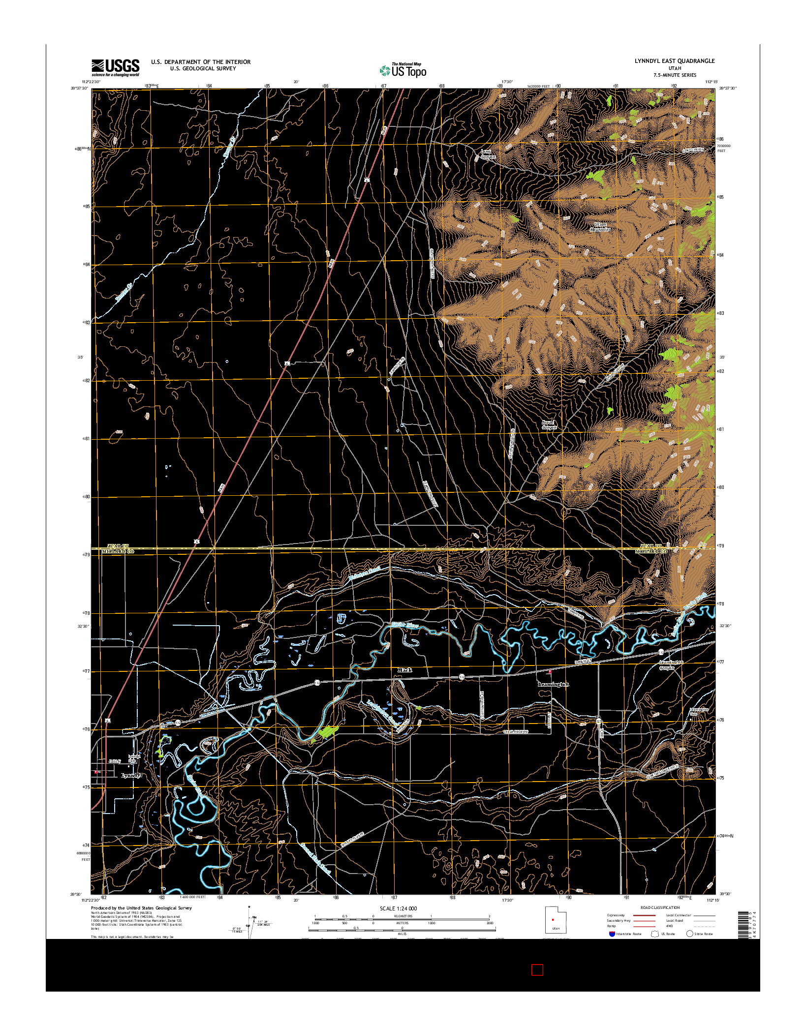 USGS US TOPO 7.5-MINUTE MAP FOR LYNNDYL EAST, UT 2017