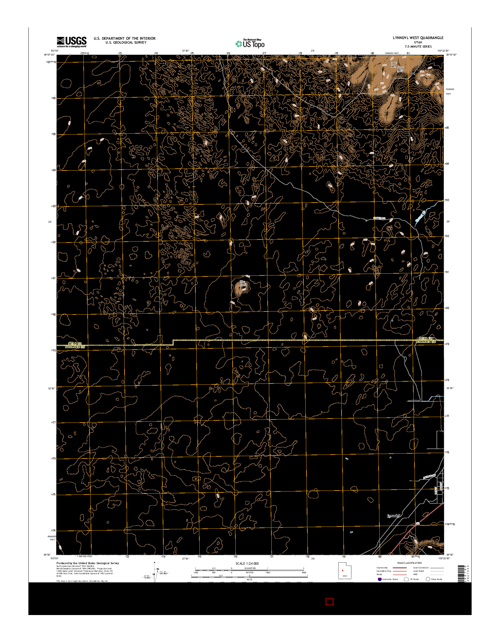 USGS US TOPO 7.5-MINUTE MAP FOR LYNNDYL WEST, UT 2017