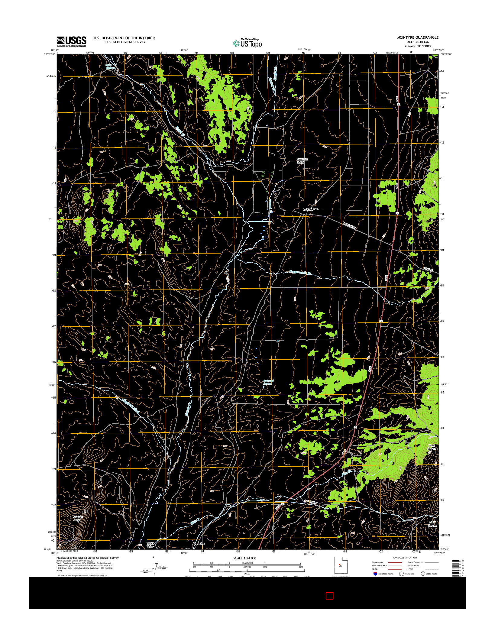 USGS US TOPO 7.5-MINUTE MAP FOR MCINTYRE, UT 2017
