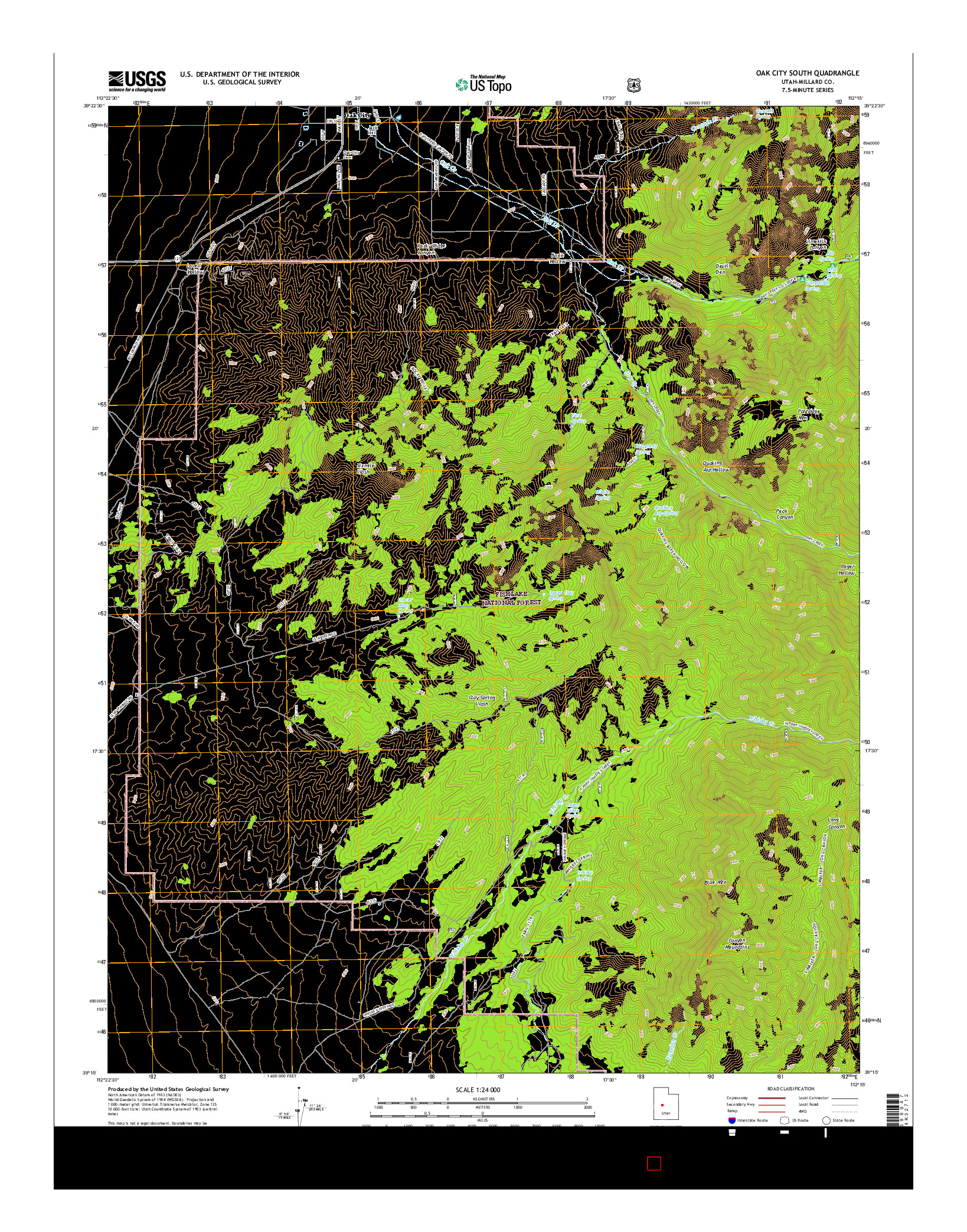 USGS US TOPO 7.5-MINUTE MAP FOR OAK CITY SOUTH, UT 2017