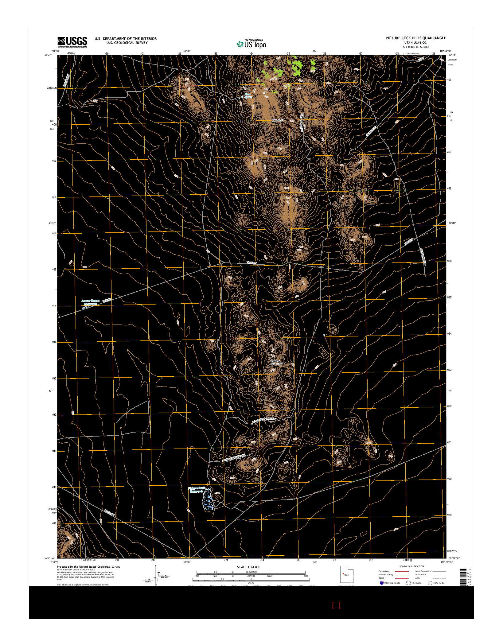 USGS US TOPO 7.5-MINUTE MAP FOR PICTURE ROCK HILLS, UT 2017