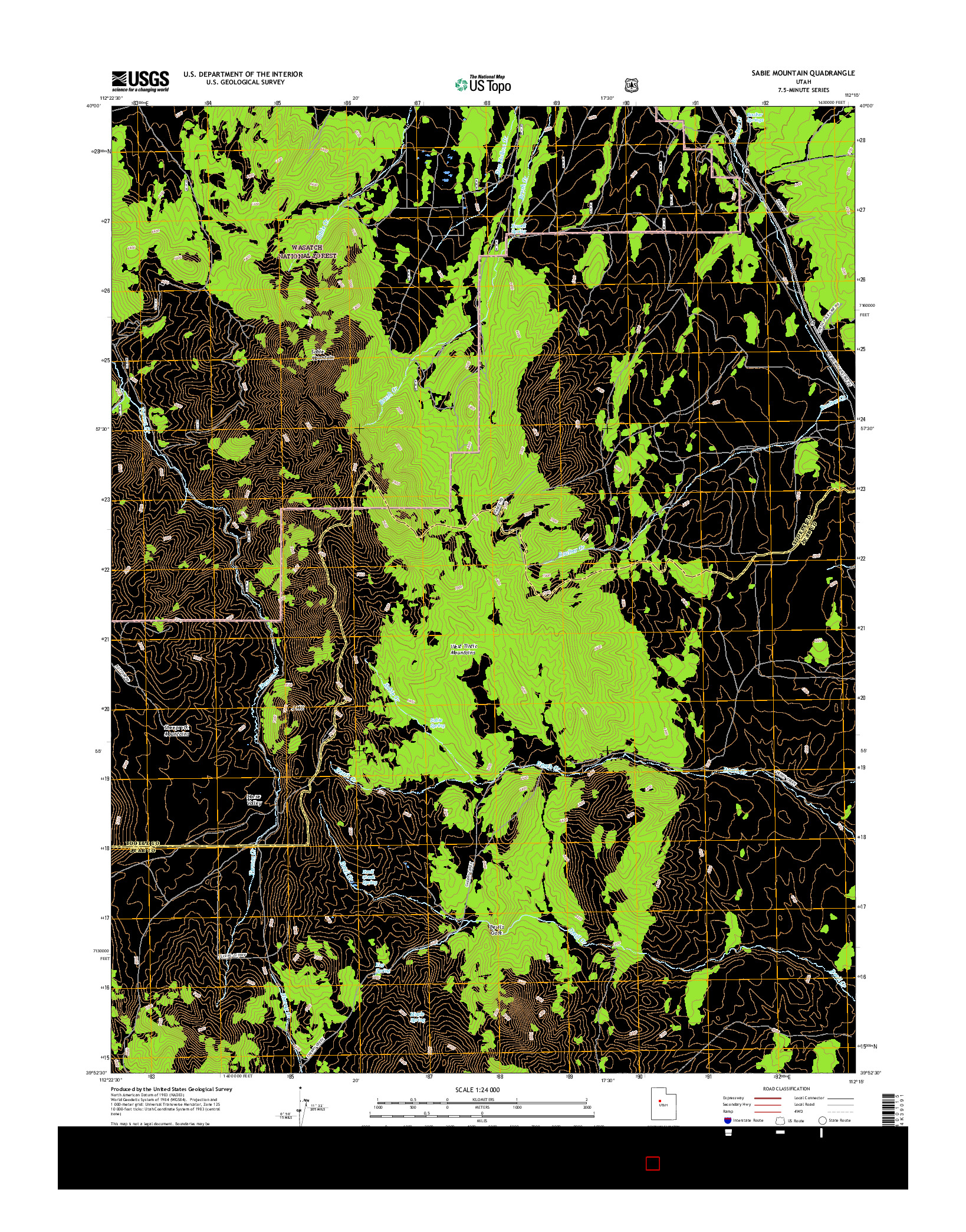USGS US TOPO 7.5-MINUTE MAP FOR SABIE MOUNTAIN, UT 2017