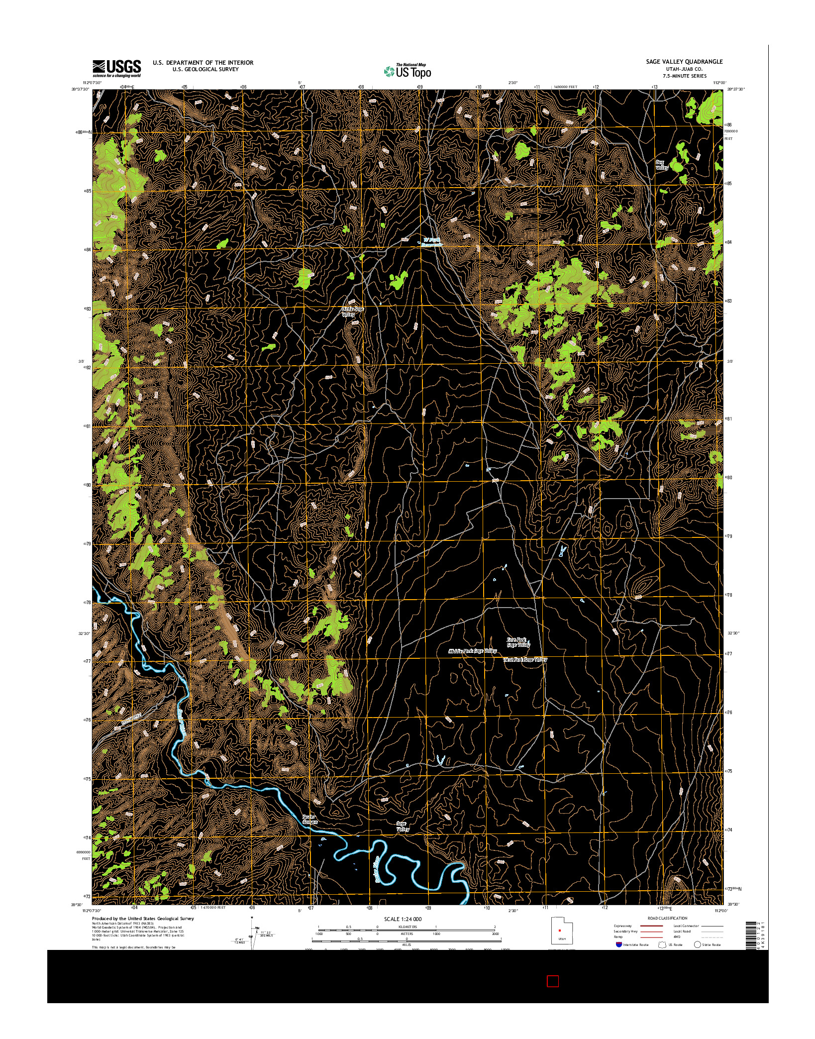 USGS US TOPO 7.5-MINUTE MAP FOR SAGE VALLEY, UT 2017