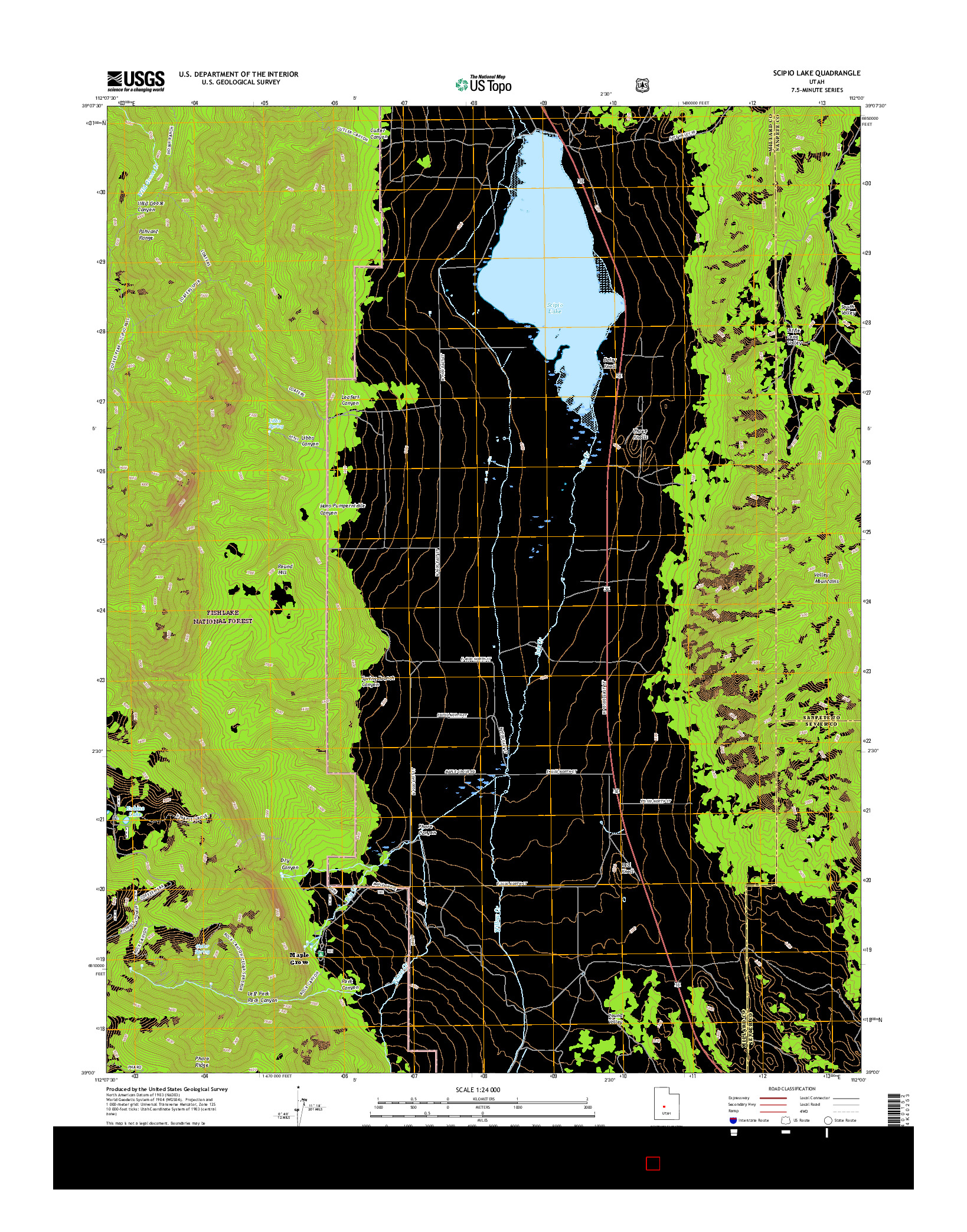 USGS US TOPO 7.5-MINUTE MAP FOR SCIPIO LAKE, UT 2017