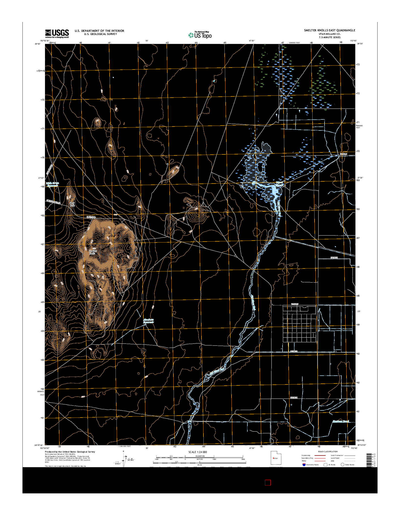 USGS US TOPO 7.5-MINUTE MAP FOR SMELTER KNOLLS EAST, UT 2017