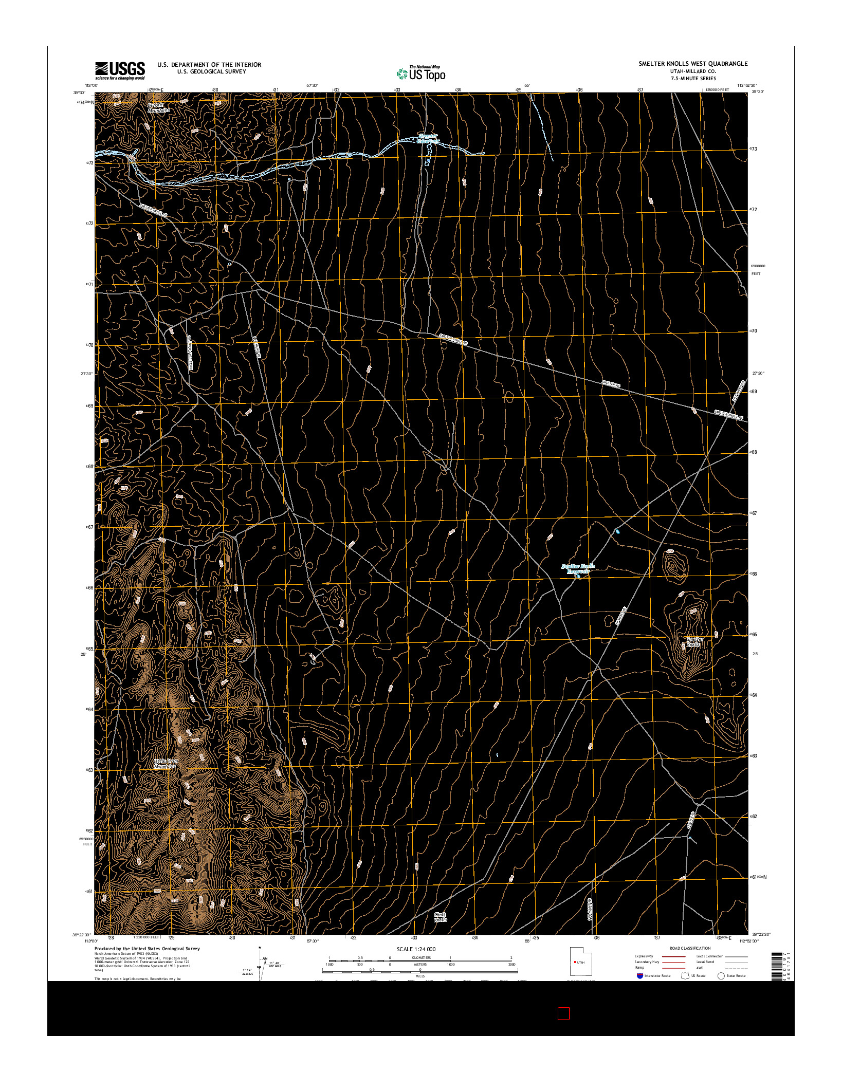 USGS US TOPO 7.5-MINUTE MAP FOR SMELTER KNOLLS WEST, UT 2017