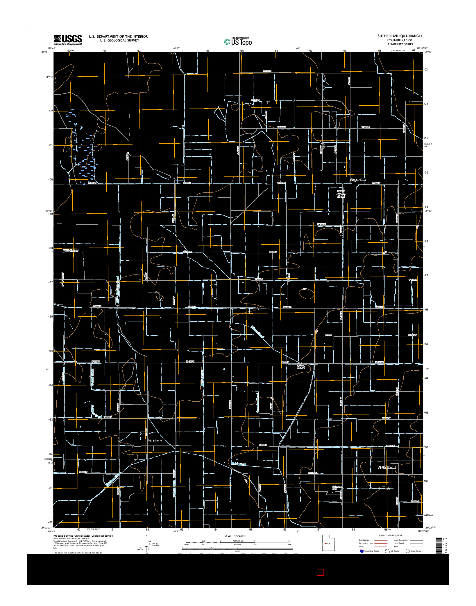 USGS US TOPO 7.5-MINUTE MAP FOR SUTHERLAND, UT 2017
