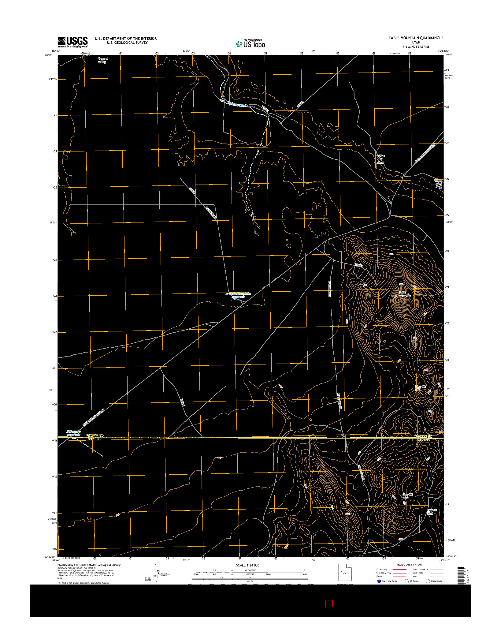 USGS US TOPO 7.5-MINUTE MAP FOR TABLE MOUNTAIN, UT 2017