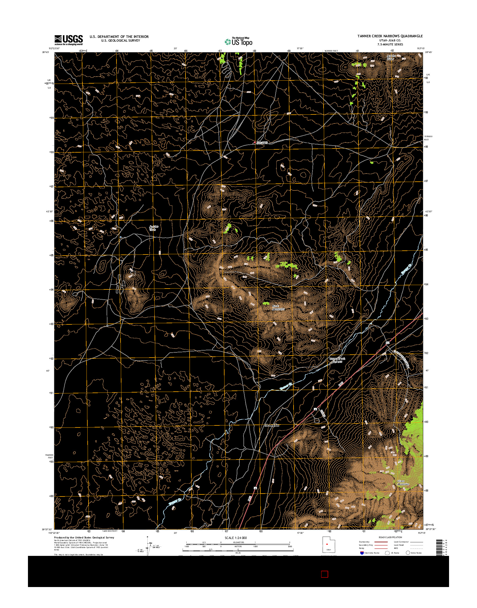 USGS US TOPO 7.5-MINUTE MAP FOR TANNER CREEK NARROWS, UT 2017