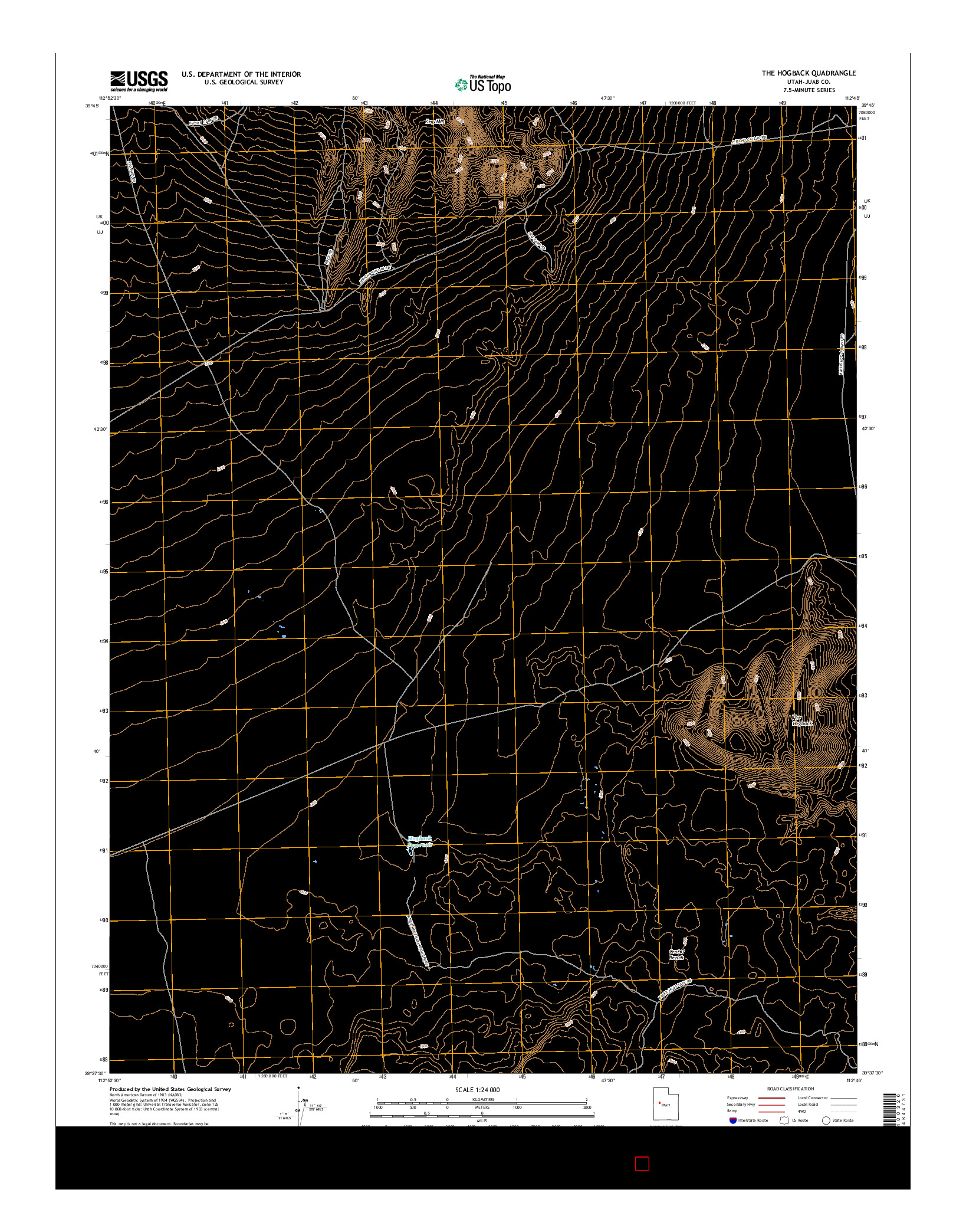 USGS US TOPO 7.5-MINUTE MAP FOR THE HOGBACK, UT 2017