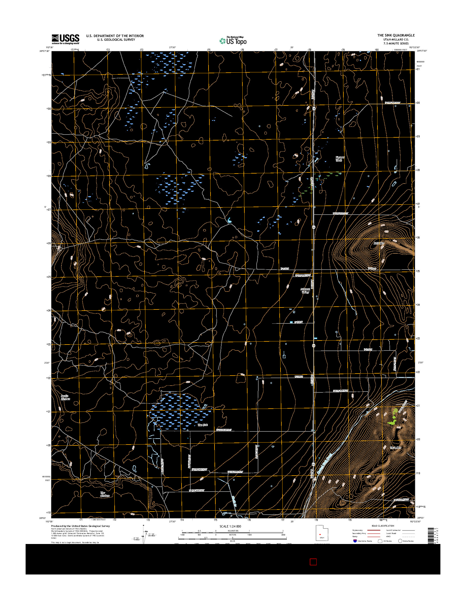 USGS US TOPO 7.5-MINUTE MAP FOR THE SINK, UT 2017