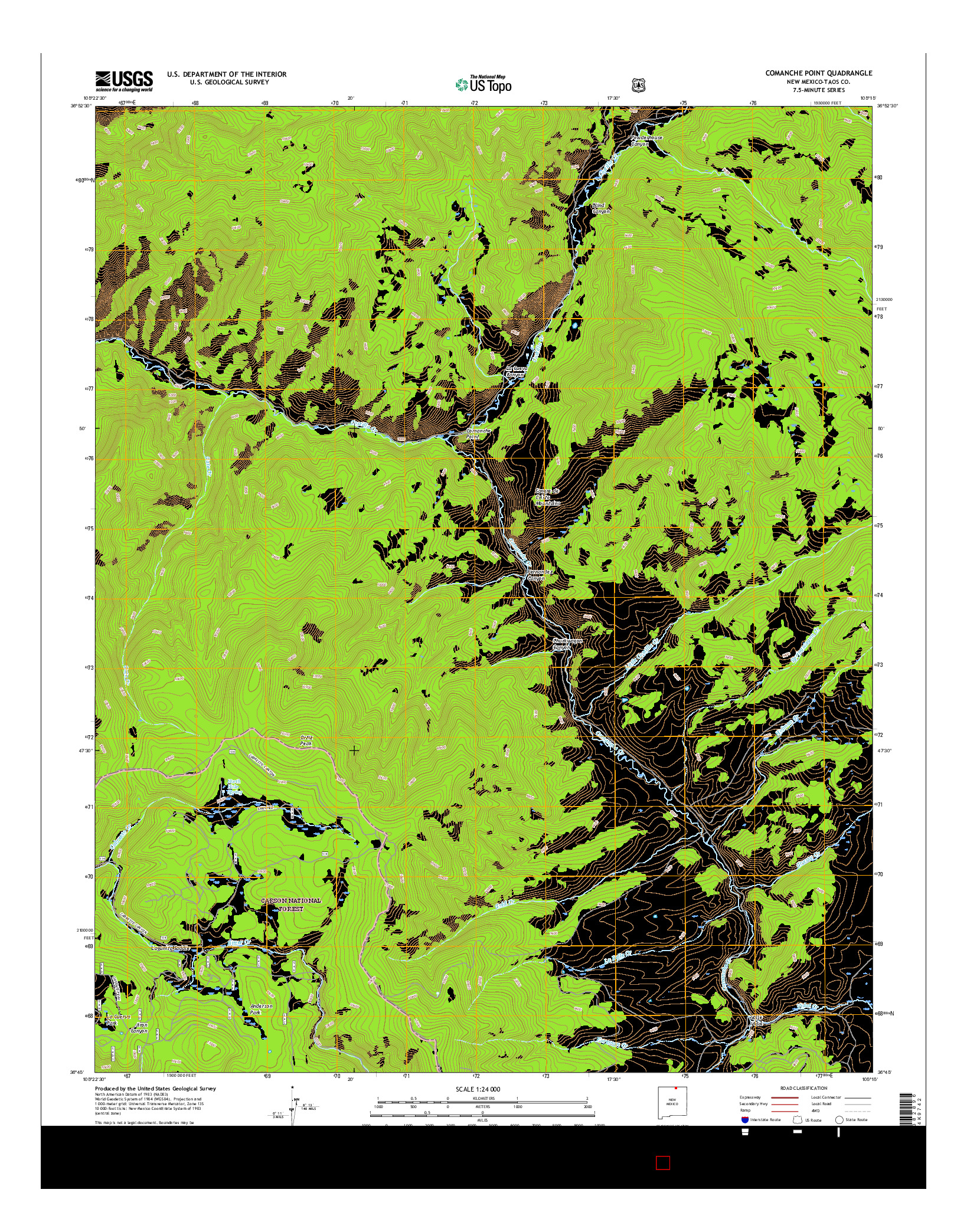 USGS US TOPO 7.5-MINUTE MAP FOR COMANCHE POINT, NM 2017