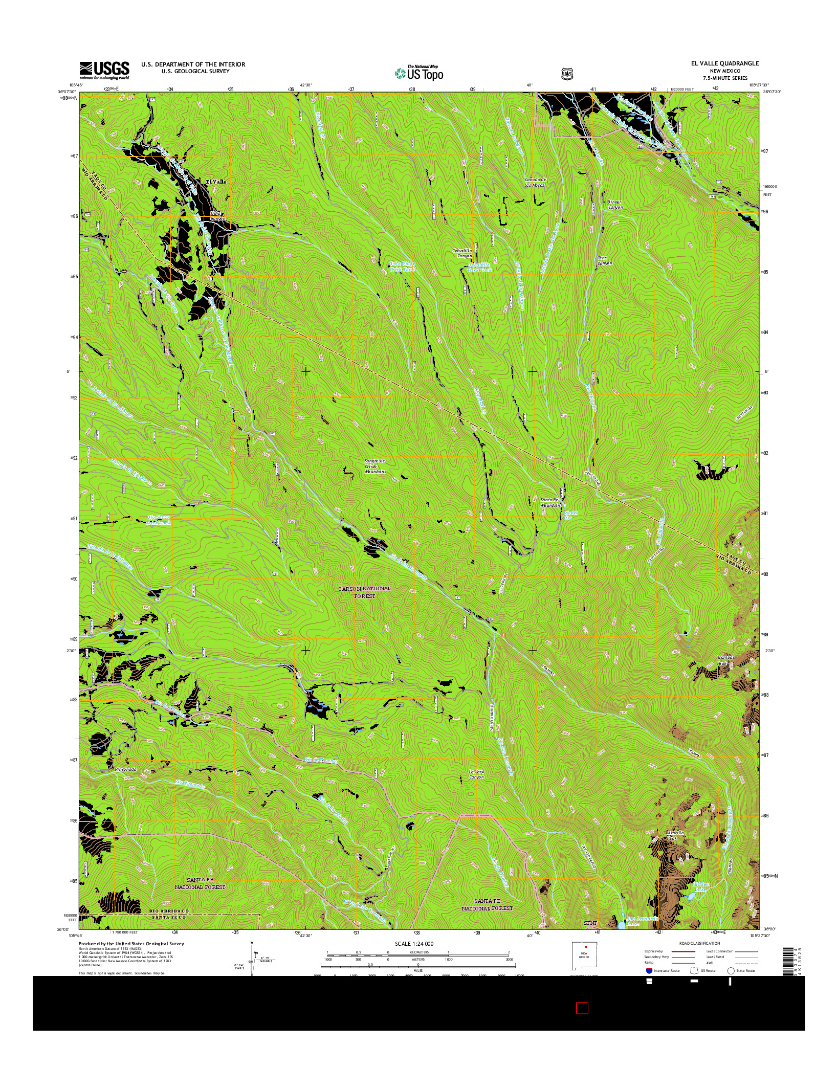 USGS US TOPO 7.5-MINUTE MAP FOR EL VALLE, NM 2017