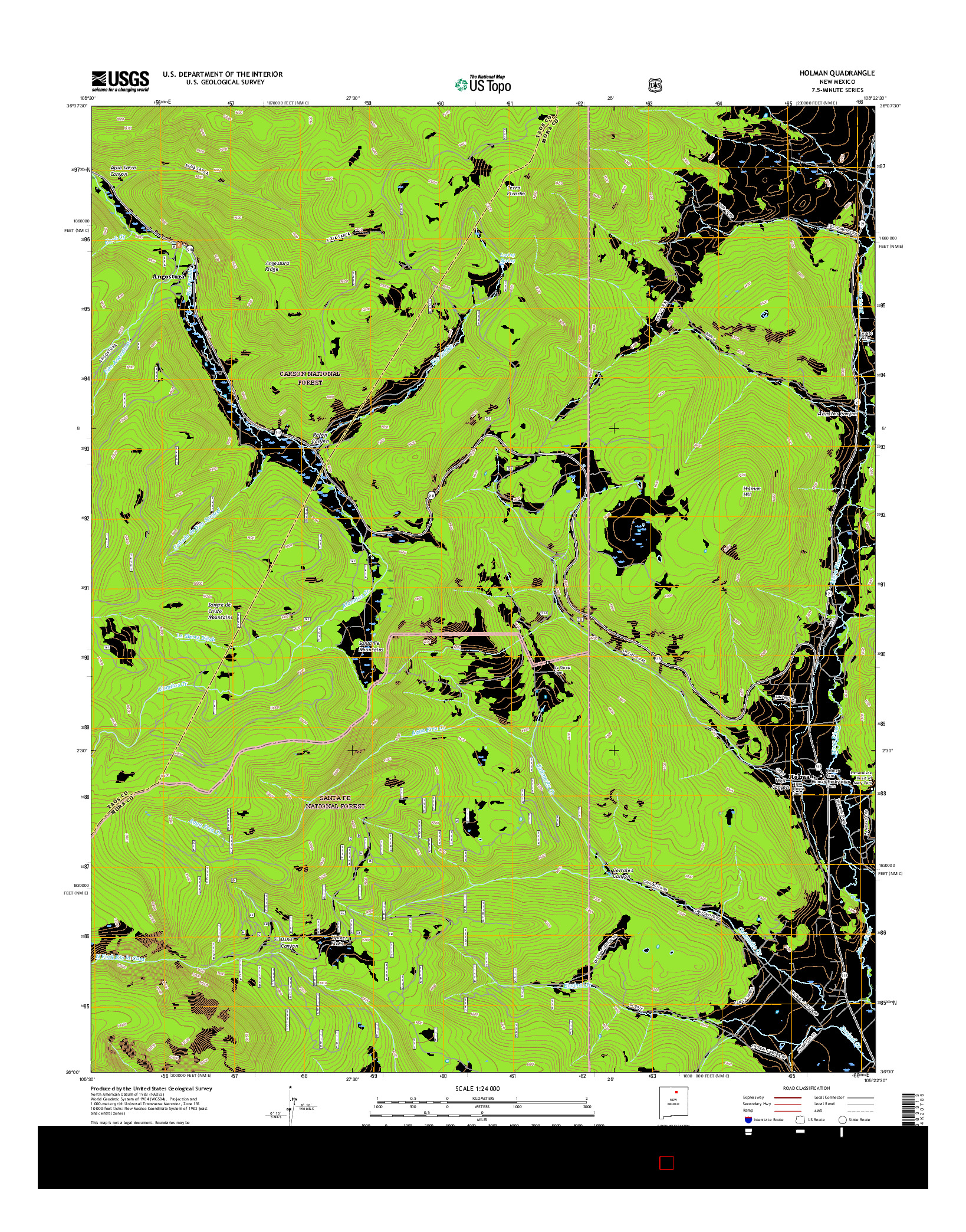 USGS US TOPO 7.5-MINUTE MAP FOR HOLMAN, NM 2017