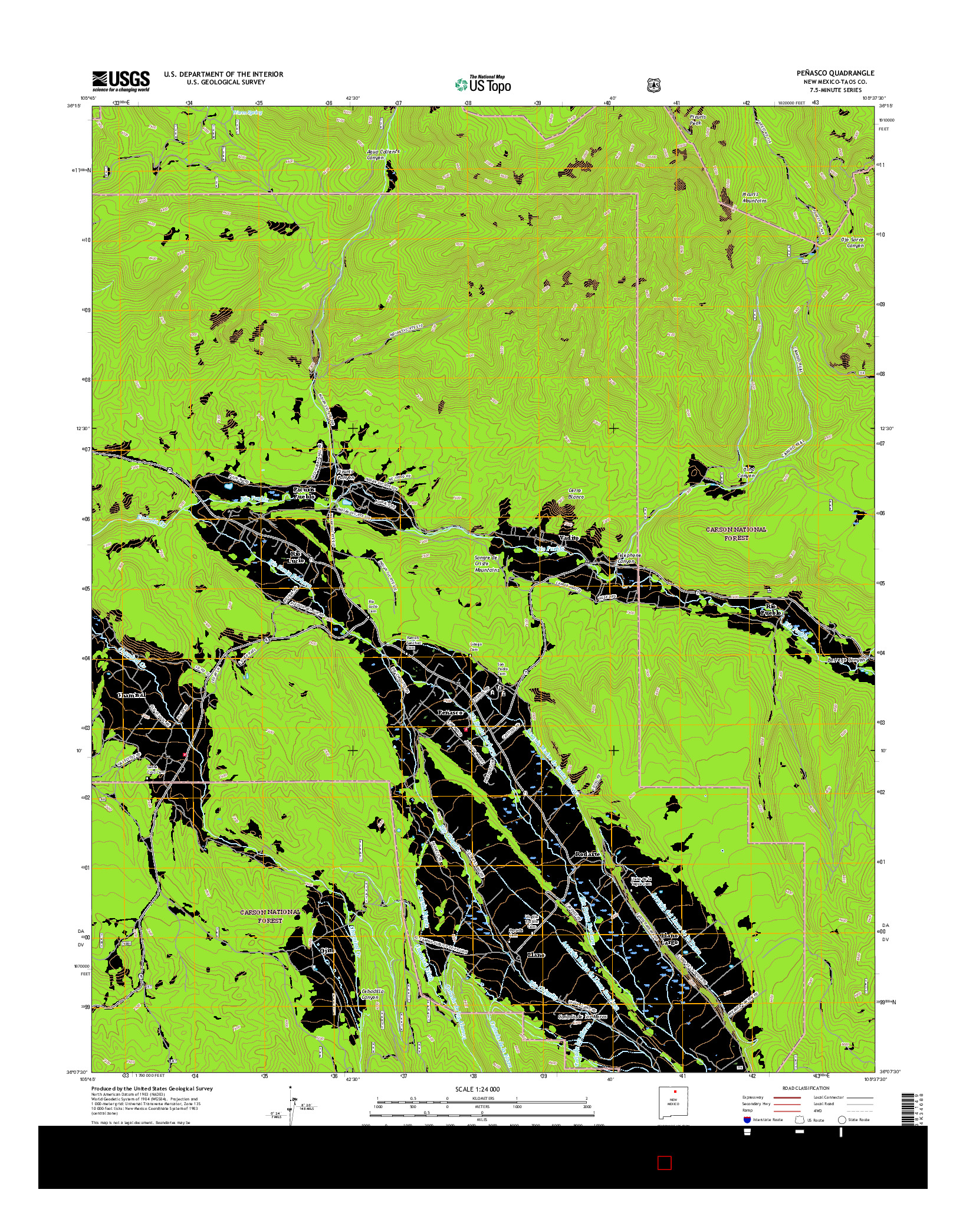 USGS US TOPO 7.5-MINUTE MAP FOR PEñASCO, NM 2017