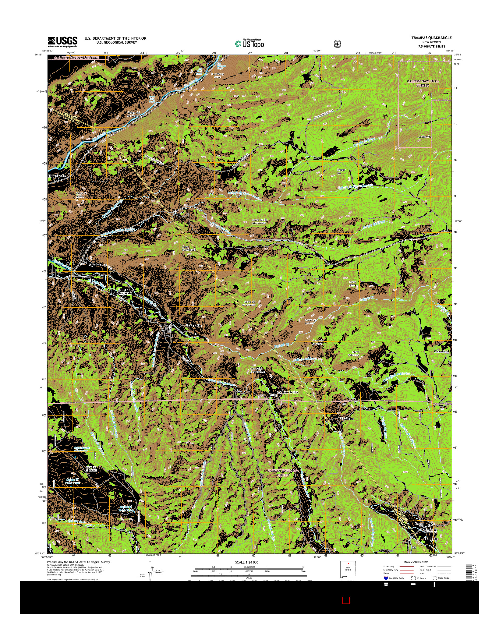 USGS US TOPO 7.5-MINUTE MAP FOR TRAMPAS, NM 2017