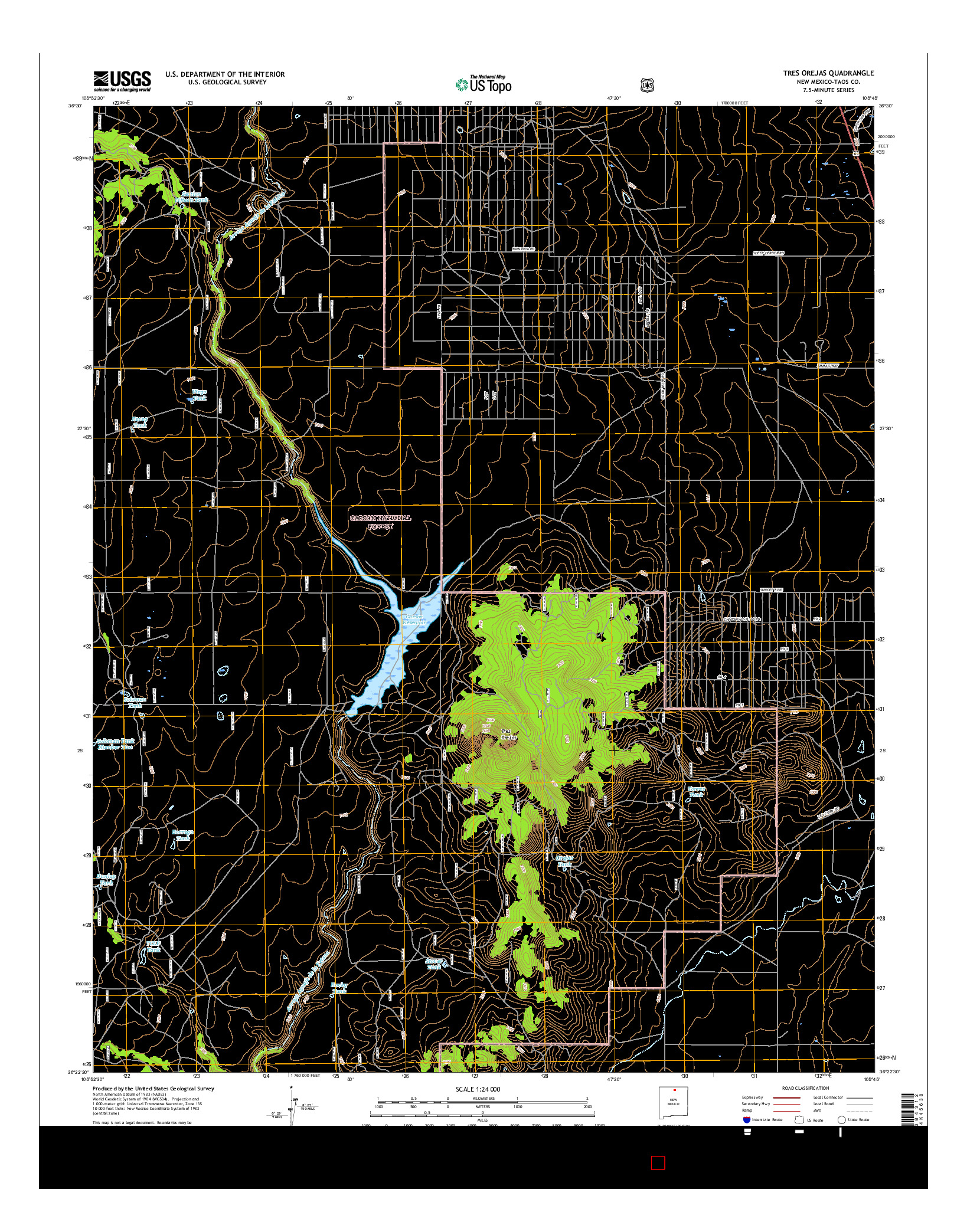 USGS US TOPO 7.5-MINUTE MAP FOR TRES OREJAS, NM 2017
