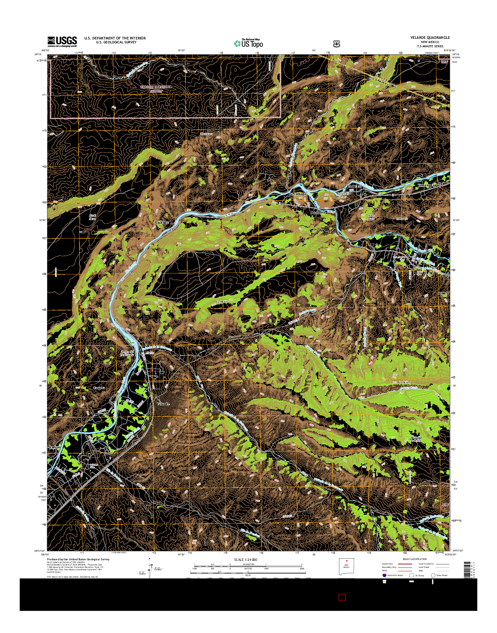 USGS US TOPO 7.5-MINUTE MAP FOR VELARDE, NM 2017