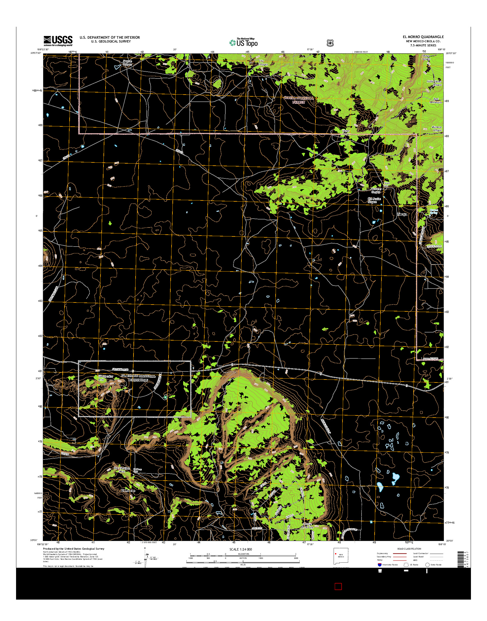 USGS US TOPO 7.5-MINUTE MAP FOR EL MORRO, NM 2017
