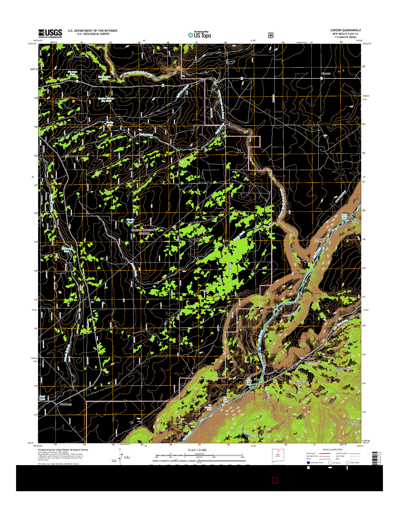 USGS US TOPO 7.5-MINUTE MAP FOR CARSON, NM 2017