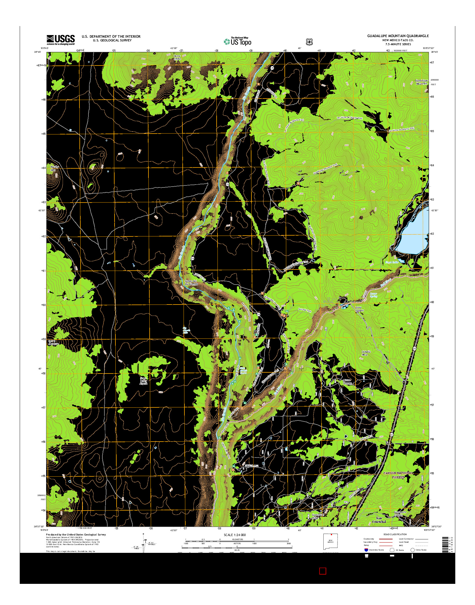 USGS US TOPO 7.5-MINUTE MAP FOR GUADALUPE MOUNTAIN, NM 2017