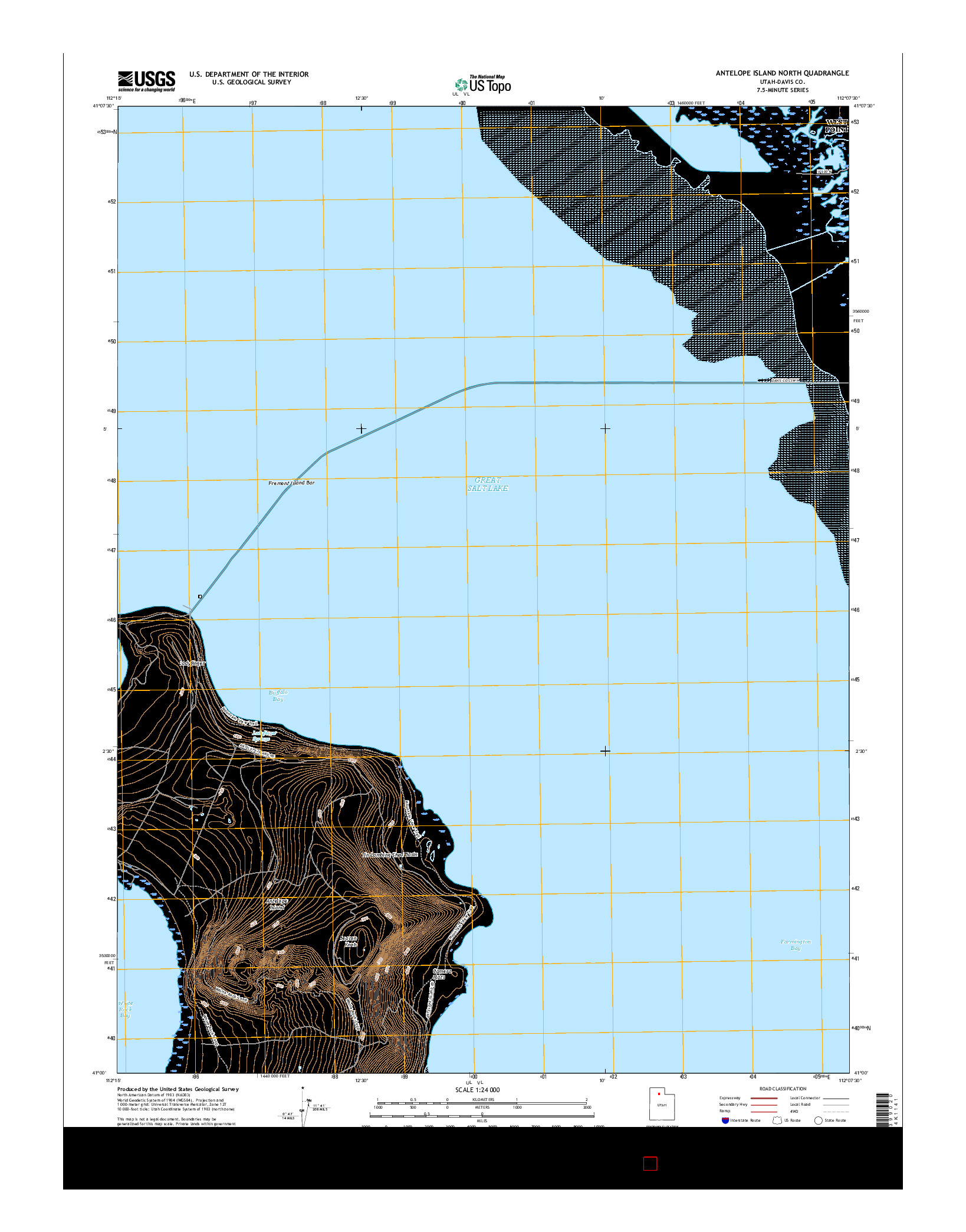 USGS US TOPO 7.5-MINUTE MAP FOR ANTELOPE ISLAND NORTH, UT 2017