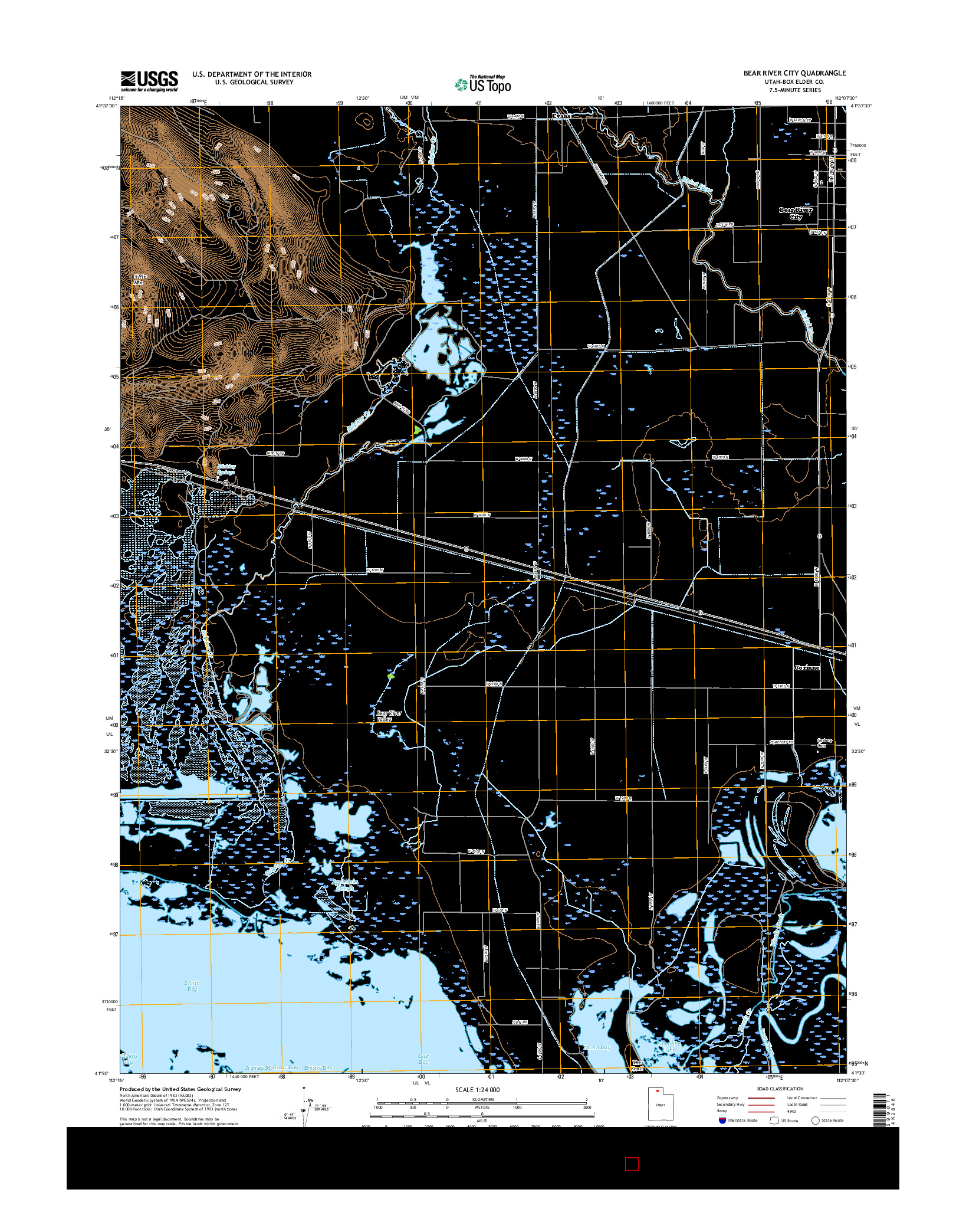 USGS US TOPO 7.5-MINUTE MAP FOR BEAR RIVER CITY, UT 2017